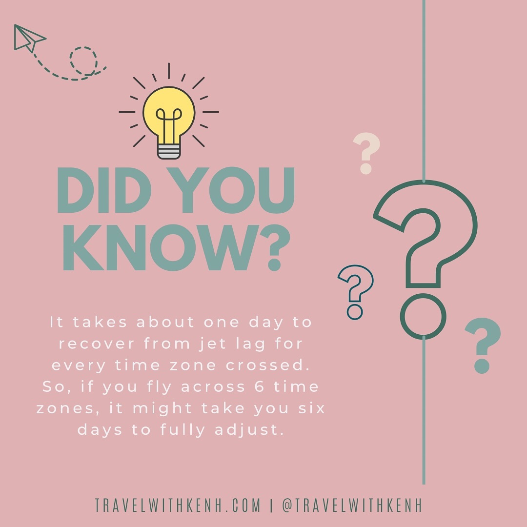 Have you ever experienced jet lag? How long did it take you to recover?
#didyouknow #travelfunfacts #jetlag #travelwithkenh #travelagent