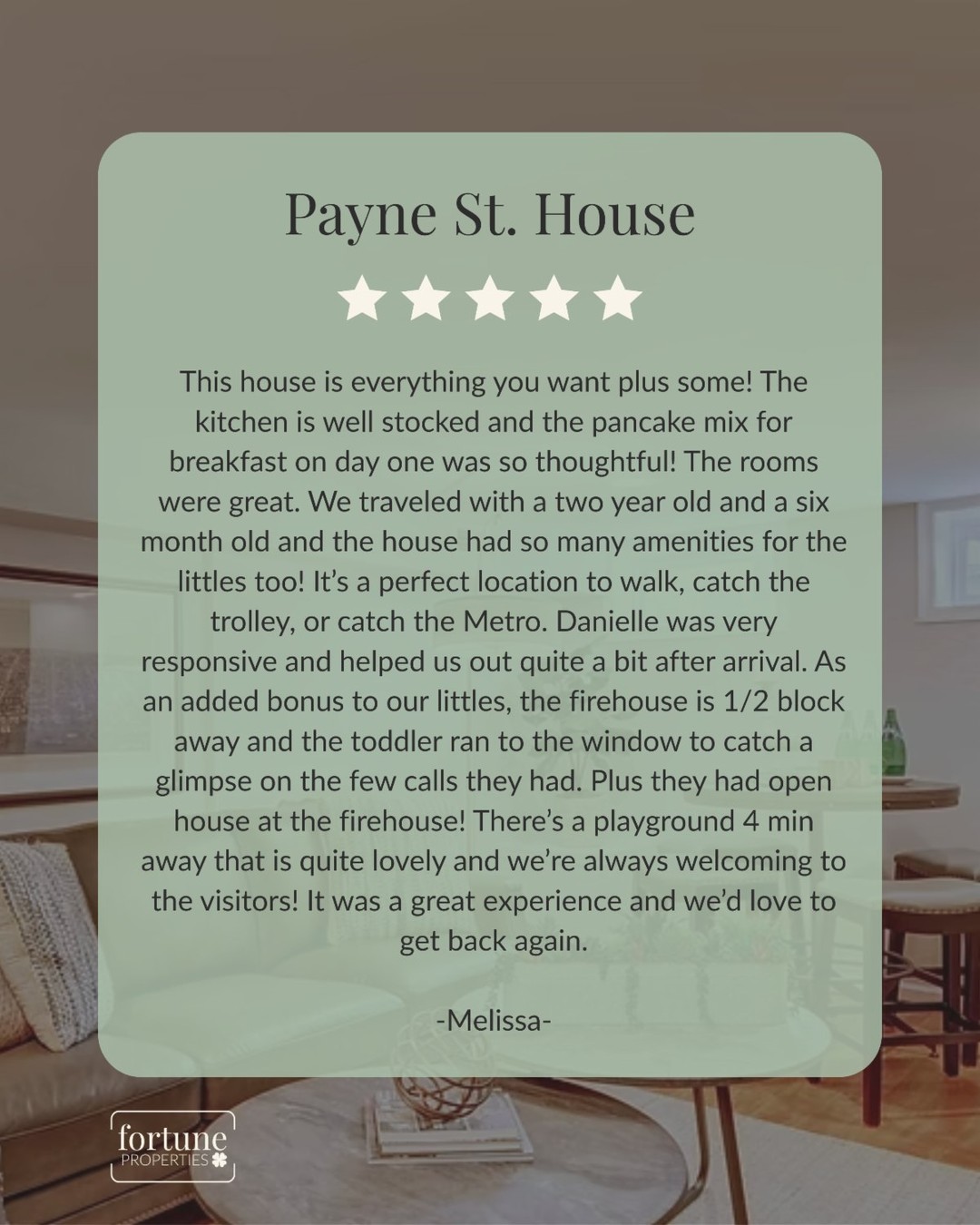 Reviews like this let us know that the FORTUNE difference is just as important as we think it is. Our properties go above and beyond to think of everything! 💜 #visitalx #oldtownalexandria #visitvirginia