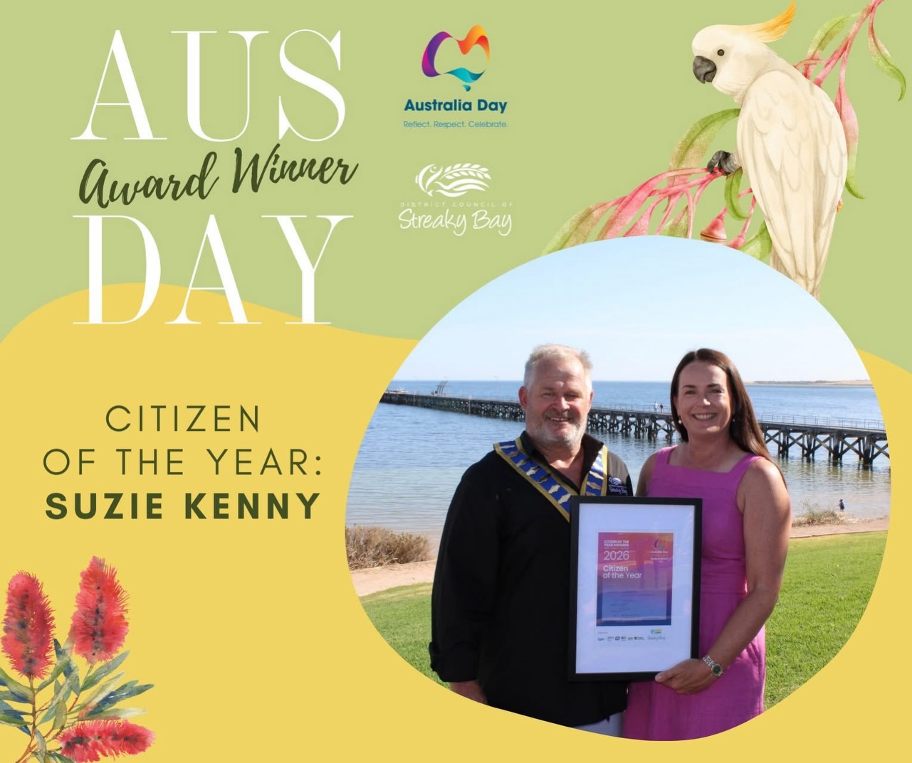 Picked up a couple gongs 🏆 🏆
I wish I wasn’t taken by surprise because what I could have said in my acceptance speech is: Don’t sit and wait for someone else to do it, if we want change we must act!
If I can use this as a symbol of encouragement to others, I will. There is a reason the word ‘courage’ is in encouragement, because it’s not easy, but we must stand up for what we believe in, if not for us, for our children and for future generations.
Happy Australia Day everyone! 🇦🇺
Thank you @districtcouncilofstreakybay