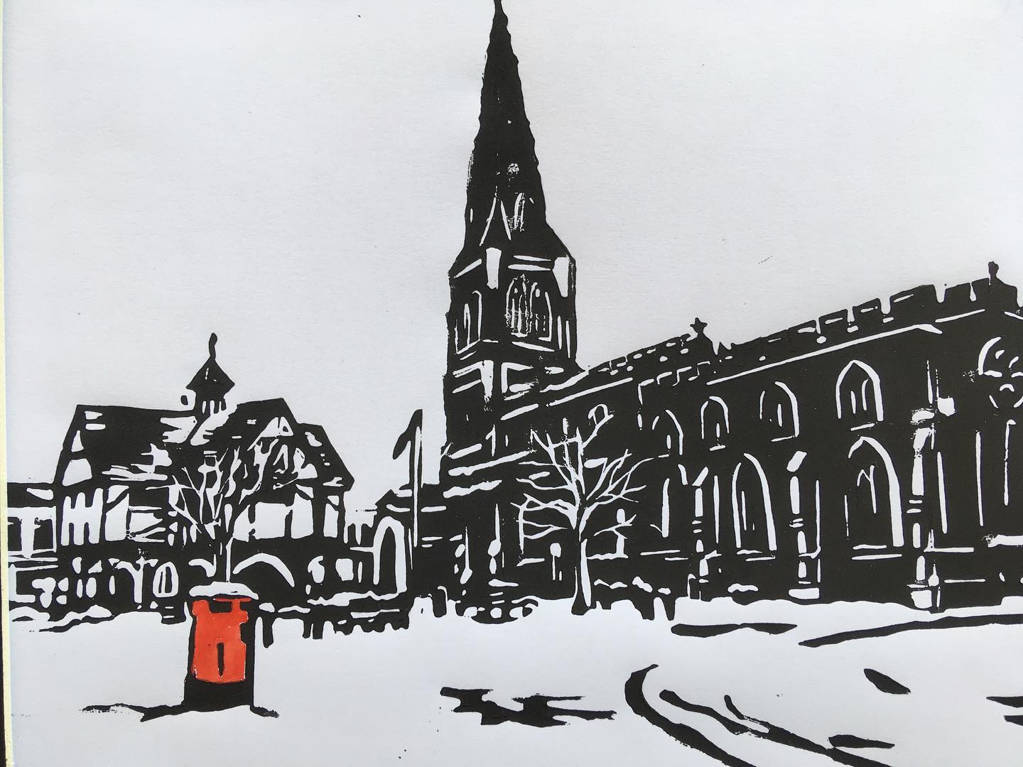 Christmas greetings and a happy and healthy new year #lino print #artistsoninstagram