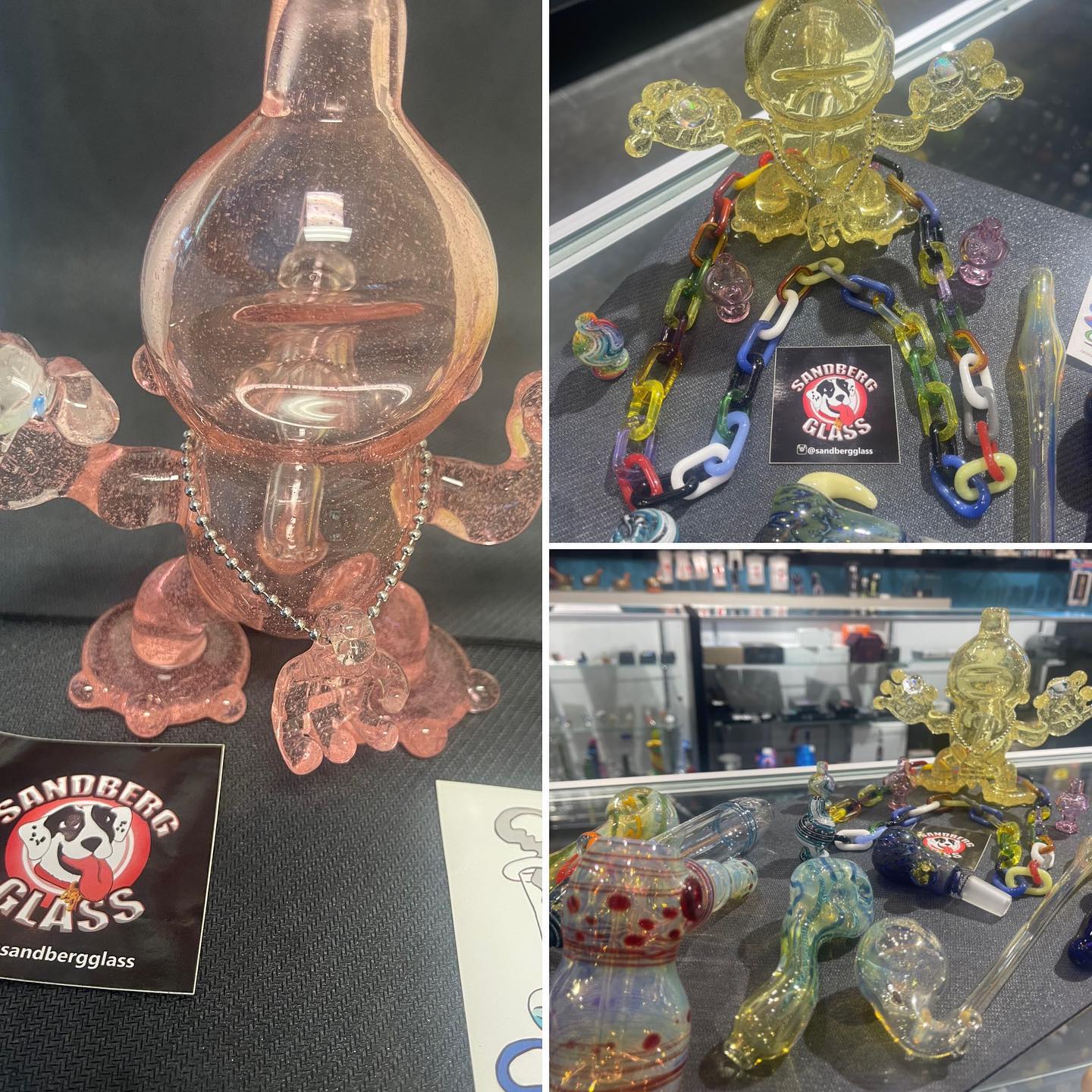 🔥🔥🔥Hot new pIeces in from @sandbergglass love his CFL Munny also can’t forget to get your chain gang on!!! #heychiefpassthatshit #chaingang #sandbergglass #theglasshousetx