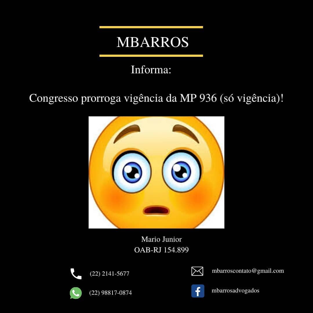 Congresso prorroga vigência da MP 936 (só vigência)! O Presidente do Congresso Nacional, através do ato nº 40/2020, prorrogou a vigência da Media Provisória 936/2020, que institui o Programa Emergencial de Manutenção do Emprego e da Renda e dispõe sobre medidas trabalhistas complementares para enfrentamento do estado de calamidade pública.
É importante esclarecer que, infelizmente, a prorrogação refere-se apenas ao prazo de vigência da MP, e não à tão esperada (e necessária) prorrogação dos prazos que a Medida Provisória trouxe para as empresas reduzirem jornada e salário ou suspender os contratos de trabalho dos trabalhadores!
Ou seja, o tempo máximo de redução proporcional de jornada e de salário e de suspensão temporária do contrato de trabalho, ainda que sucessivos, não poderá ser superior a noventa dias, conforme consta no artigo 16 da MP 936/2020.
De forma resumida: - Empresas que não aderiram: poderão fazê-lo até 31/07/2020, suspendendo o contrato de trabalho (por até 60 dias) ou reduzindo a jornada de trabalho (por até 90 dias); - Empresas que suspenderam contrato de trabalho por 60 dias: poderão celebrar novo acordo agora para reduzir a jornada (25%, 50% ou 75%) em até 30 dias (o prazo máximo é de 90 dias); - Empresas que reduziram a jornada de trabalho por 30 ou 60 dias: poderão celebrar novo acordo agora para renovar a redução da jornada em mais 30 ou 60 dias (o máximo sempre será de 90 dias). O Congresso já divulgou que está analisando transformar a MP em lei para que, desta forma, seja possível ampliar o período máximo dos acordos de redução de jornada e salário, com o subsídio do governo.
Enfim, aguardamos cenas dos próximos capítulos... #direito
#direitoempresarial
#novidade
#gestão
#gestaoempresarial
#economia
#coronavirus