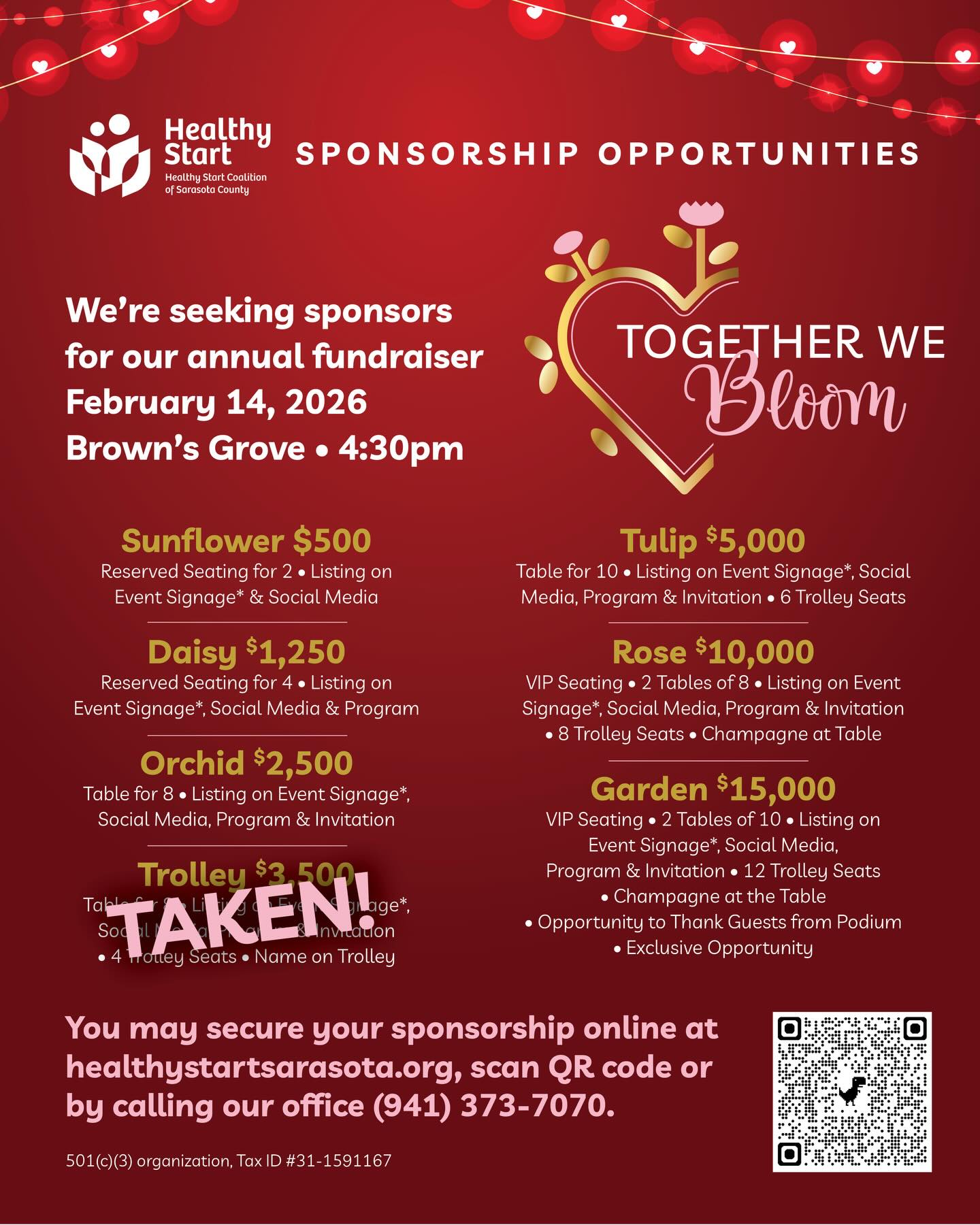 🌸 Together, We Bloom
Join Healthy Start Sarasota this February 14 for Together We Bloom, a celebration of community, family, and healthy beginnings 💕support healthy moms, babies, and families in our community.
📍 Brown’s Grove, Sarasota, Florida
We can’t wait to see you there!
#TogetherWeBloom #HealthyStartSarasota #HealthyFamilies #CommunityCare #SarasotaEvents #LoveStartsHere