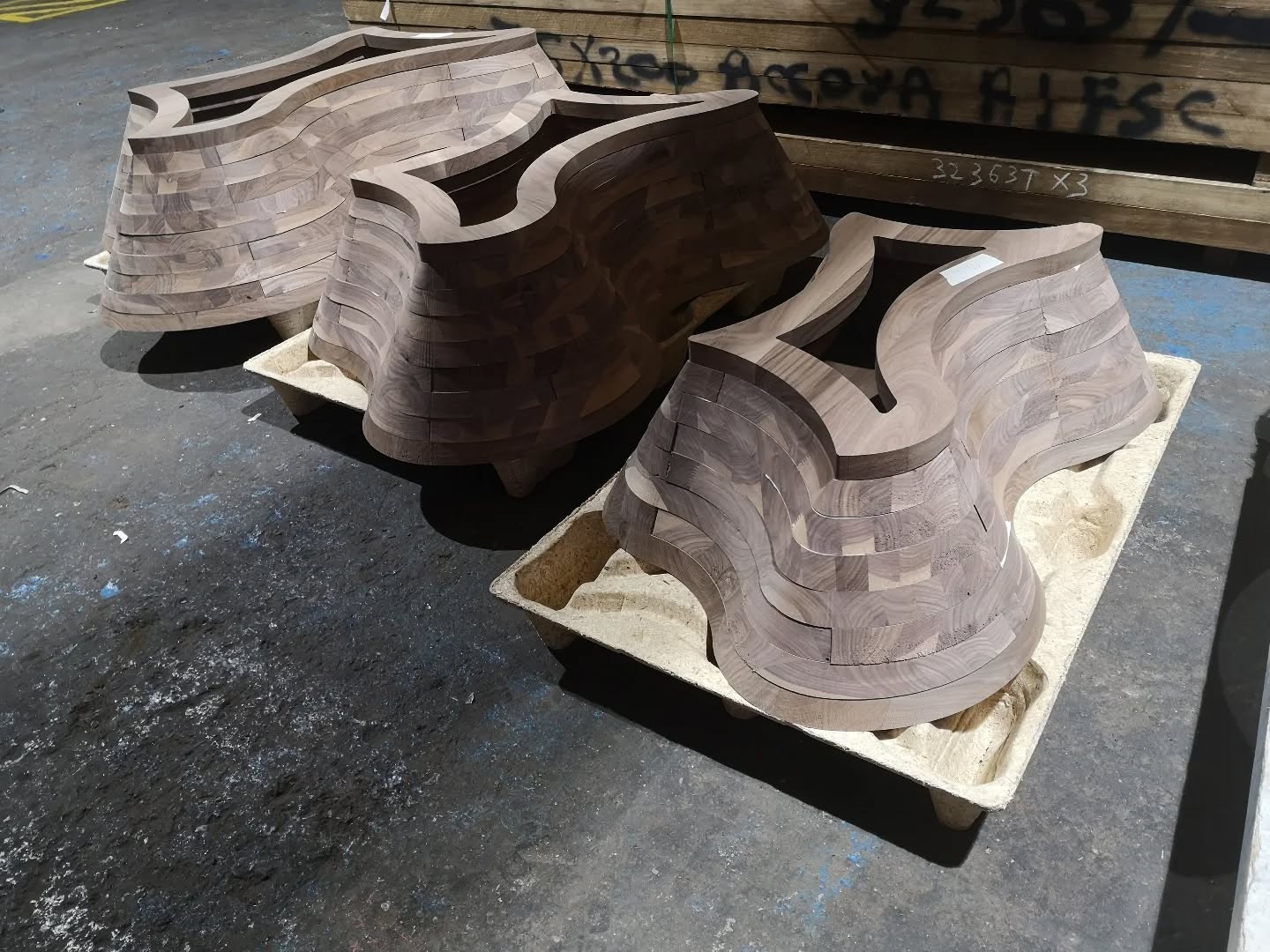 Walnut butterfly coffee table components ready to glue up (upside down on pallets)
#walnut #table #coffeetable #woodwork #woodworking