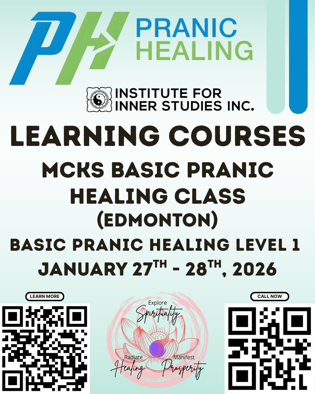 MCKS Basic Pranic Healing Class (Edmonton):
Course Dates: 27th and 28th January 2026 (9am to 6pm)
Venue: 172 Hemingway road NW, Edmonton, T6M 2Y8
Instructor: Sudheer Harikant
Contact: Sudheerharikant@gmail.com, 780-709-7503
Course fees: NEW: CAD 441.00 (including GST), REVIEW: $183.75 (including GST), contact instructor for available payment plan options
Details: Basic Pranic Healing Level 1 explains the structure of the energy body and chakra system. You will learn the basics of working with your energy aura, including learning to "scan" or feel the energy and much more.
#PranicHealing is a simple & comprehensive system of natural healing techniques that accelerate the body’s natural healing process.
• #SpiritualHealing
• #RadiateHealing
• #ManifestProsperity
• #MeditationHealing
🌐www.pranichealingalberta.org
📱#YEG: Sudheer 780-709-7503
📱#YYC: Allison 403-891-3035
#EnergyHealing #ChakraHealing #InnerPeace #HolisticWellness#EnergyClearing #HealingFromWithin