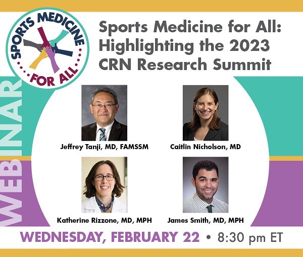 I’m excited to answer questions about the upcoming AMSSM research summit on justice, equity, and inclusion in sports medicine tomorrow evening. It’s been an honor to plan the summit with a fantastic group of sports medicine researchers and I’m looking forward to the event in April. AMSSM members, check your email for the link to our zoom event.
#SportsMed4All