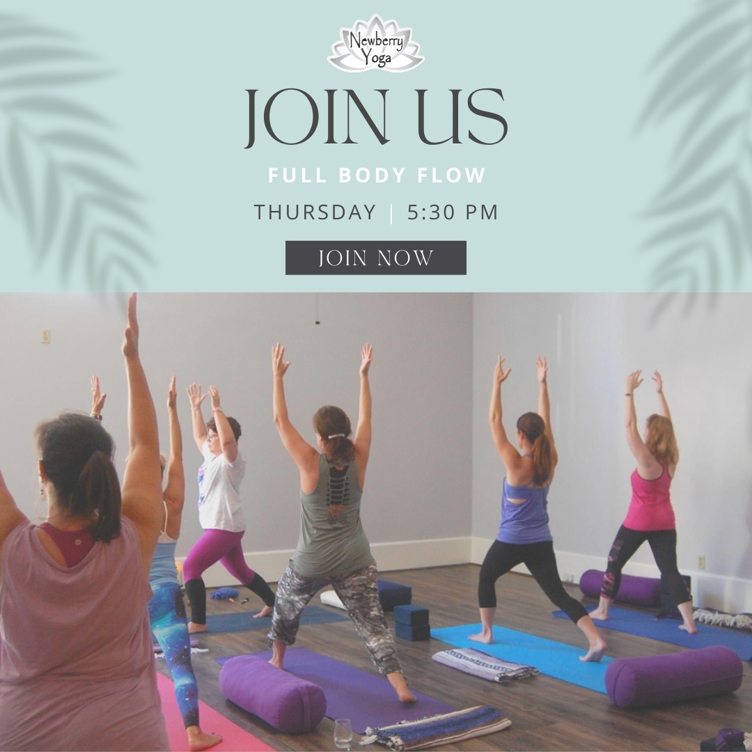 Go with the FLOW.
Roll out your mat and join us for a full body flow tomorrow! This class is held every Monday and Thursday at 5:30 PM. We hope to see you there!
#newberryyoga #yoga #yogapractice #fullbodyflow #yogapose #newberryyoga #chapinyoga #saludayoga #clintonyoga #columbiayoga #lexingtonyoga
