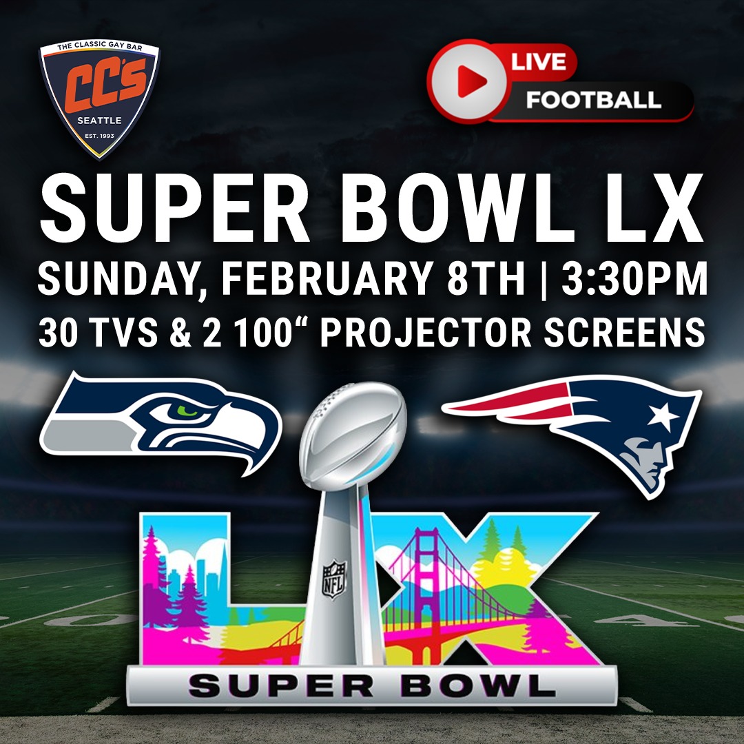 Come and watch the Super Bowl with CC's.
30 TVs & 2 100" projector screens.
Go Hawks!
