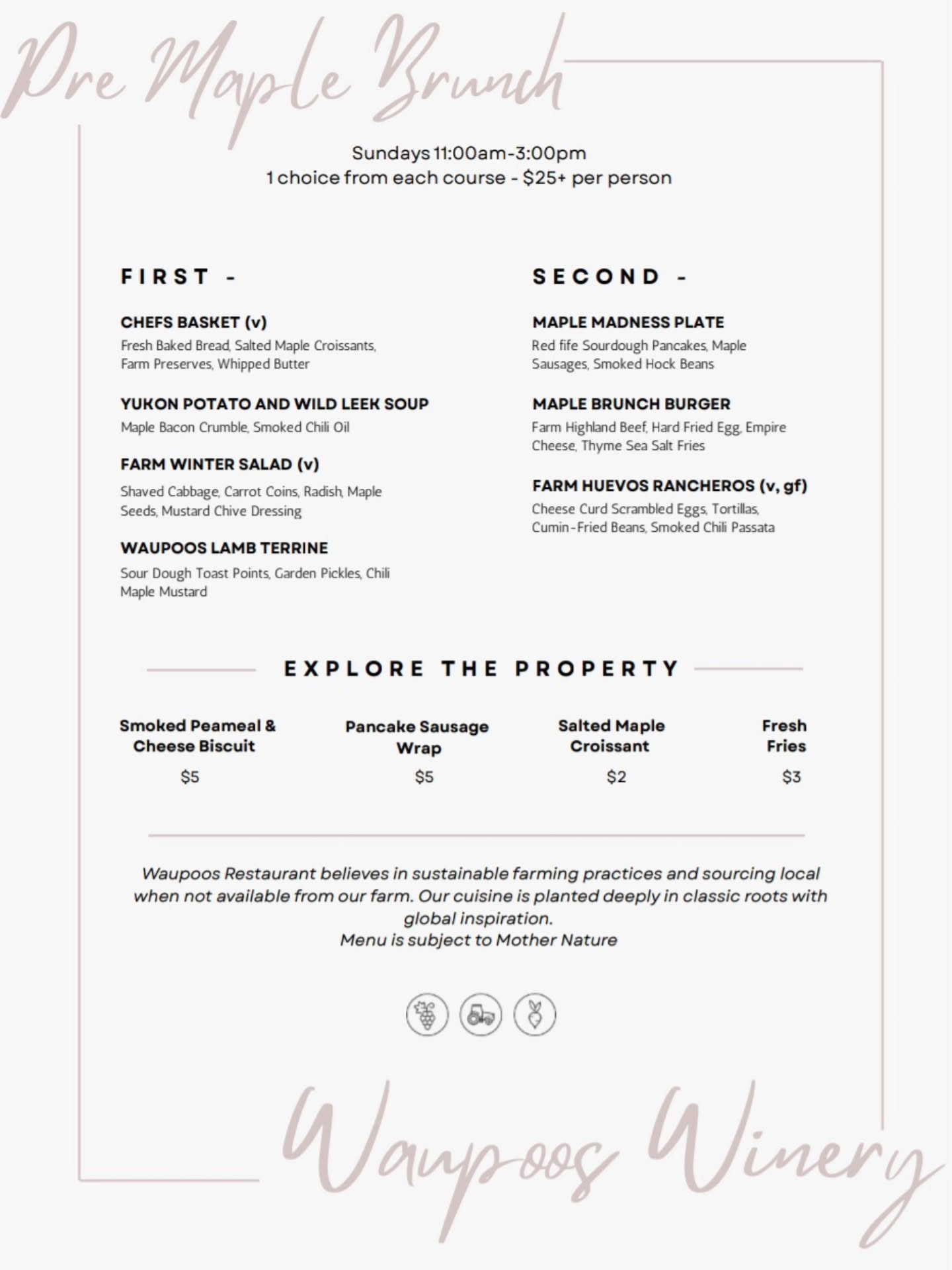 Sunday brunch is back, and we couldn’t be more excited!
Join us on Sundays from 11–3 for our $25 prix fixe brunch.
Choose one dish from each course