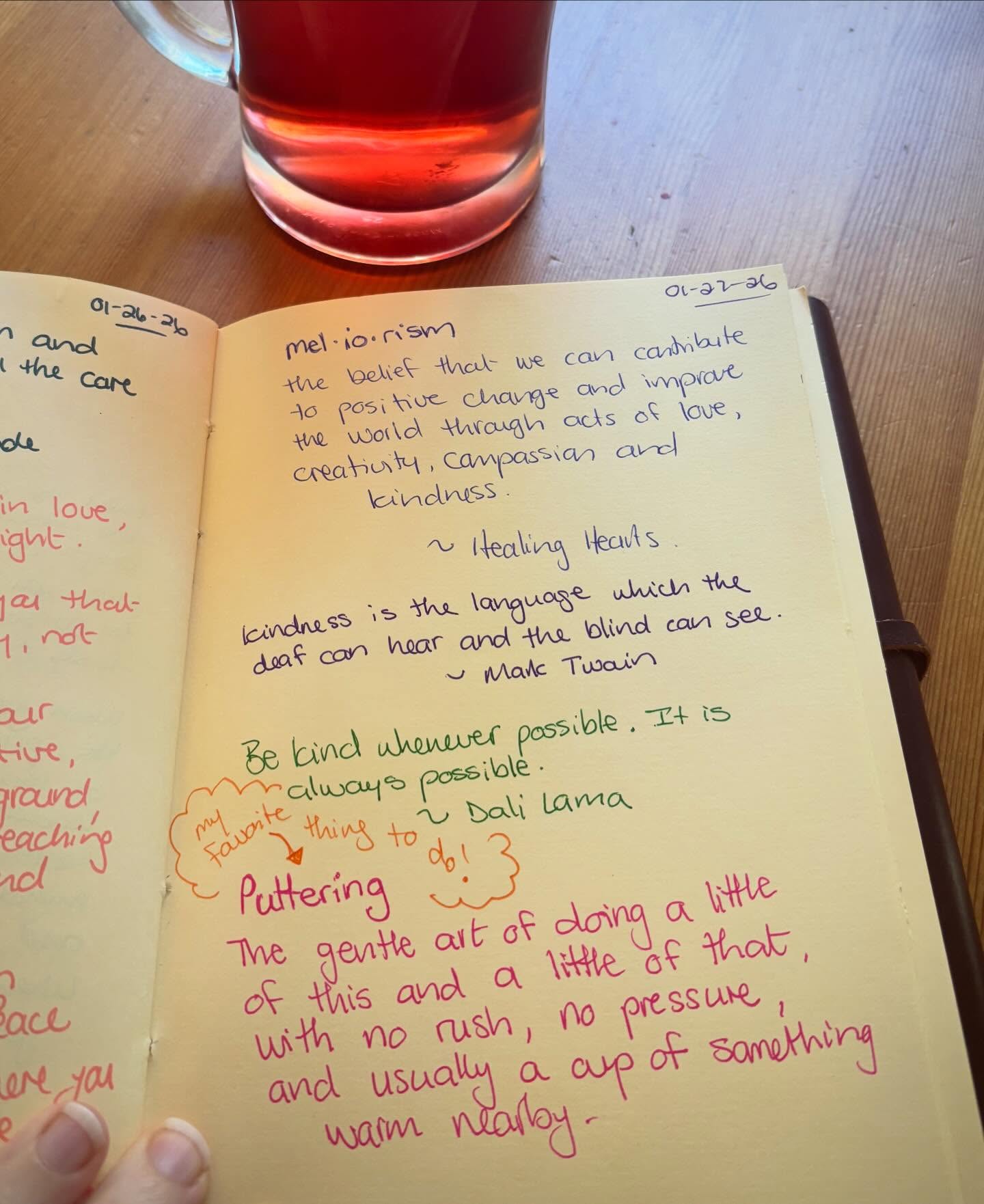 Today’s quiet moment… #morningjournaling #wordsthatuplift #kindness