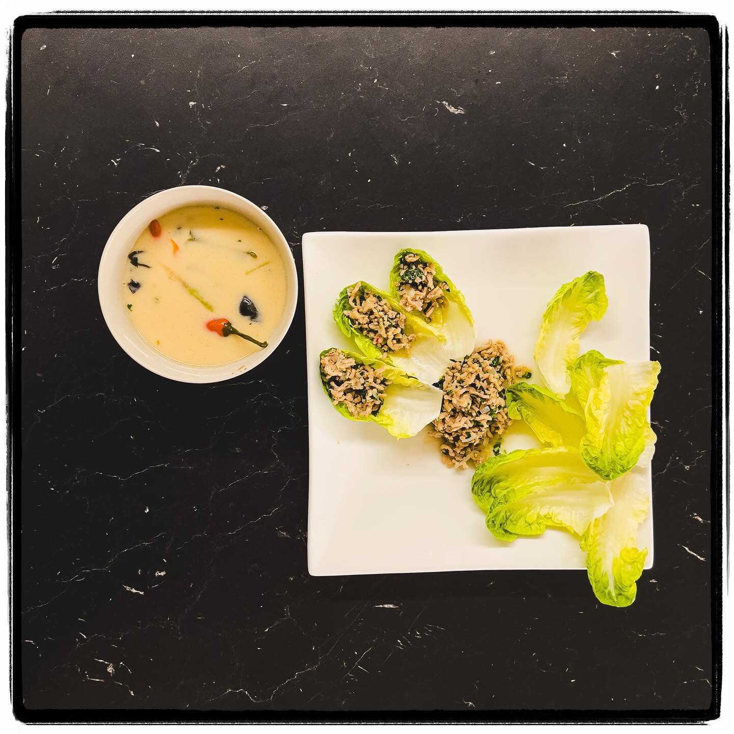 This week we had Thai Larb Moo (pork in lettuce) and Tom Kha Gai (Chicken and Coconut Soup) as starters. They are both easy to serve for a sit down dinner or a big party. Checkout the recipes on our website. #thaifood #dinnerpartyideas #dinnerparty #easymeals #easydinner