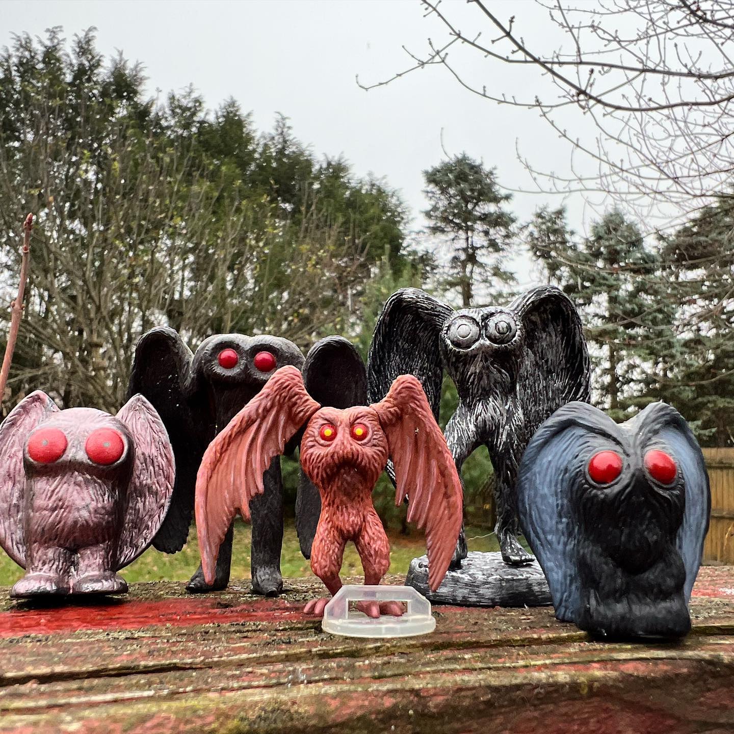 Happy Mothman Day
November 15, 1967: Mothman would make the news has he was first sighted by two couples on a gravel road in the deserted munitions factory outside of Point Pleasant, WV.
Mothman’s popularity in Japan is evident in these Japanese exclusive blind box and capsule machine prizes.