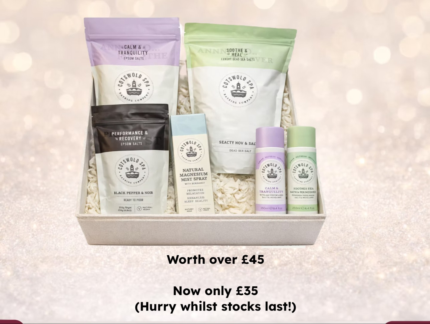 ✨ One gift. Endless moments of calm. ✨
Whether it’s for Valentine’s Day or Mother’s Day, our Cotswold Spa Wellness Hamper is designed to be enjoyed long after the wrapping paper is gone.
From post-workout recovery salts to soothing Dead Sea minerals, uplifting bergamot aromatherapy and nourishing shower gels — this hamper supports rest, recovery and radiant skin from head to toe.
🎁 Luxuriously curated
🎁 Elegantly boxed
🎁 Perfect for anyone who deserves time to breathe
💭 Would you gift this… or keep it for yourself?
👉 Shop the Wellness Hamper: www.cotswoldspa.com
#WellnessHamper #LuxuryGiftIdeas #ValentinesWellness #MothersDayPresent #CotswoldSpa #SelfCareEssentials #SpaAtHomeUK #MindfulGifting #RelaxAndRestore #MagnesiumBath #HolisticWellbeing