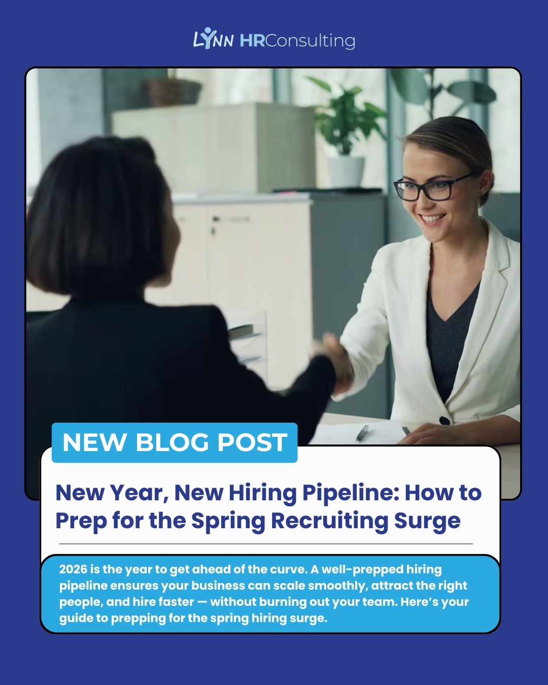 Spring hiring moves fast. Preparation is what keeps it strategic instead of chaotic. A strong hiring pipeline helps you attract the right talent, move faster, and protect your team from burnout.
Our latest blog breaks down how to prepare now for the spring recruiting surge. 🌱
Read more on our website!
#HiringStrategy #TalentAcquisition #RecruitingPlanning #SmallBusinessHR #HRConsulting #LynnHR