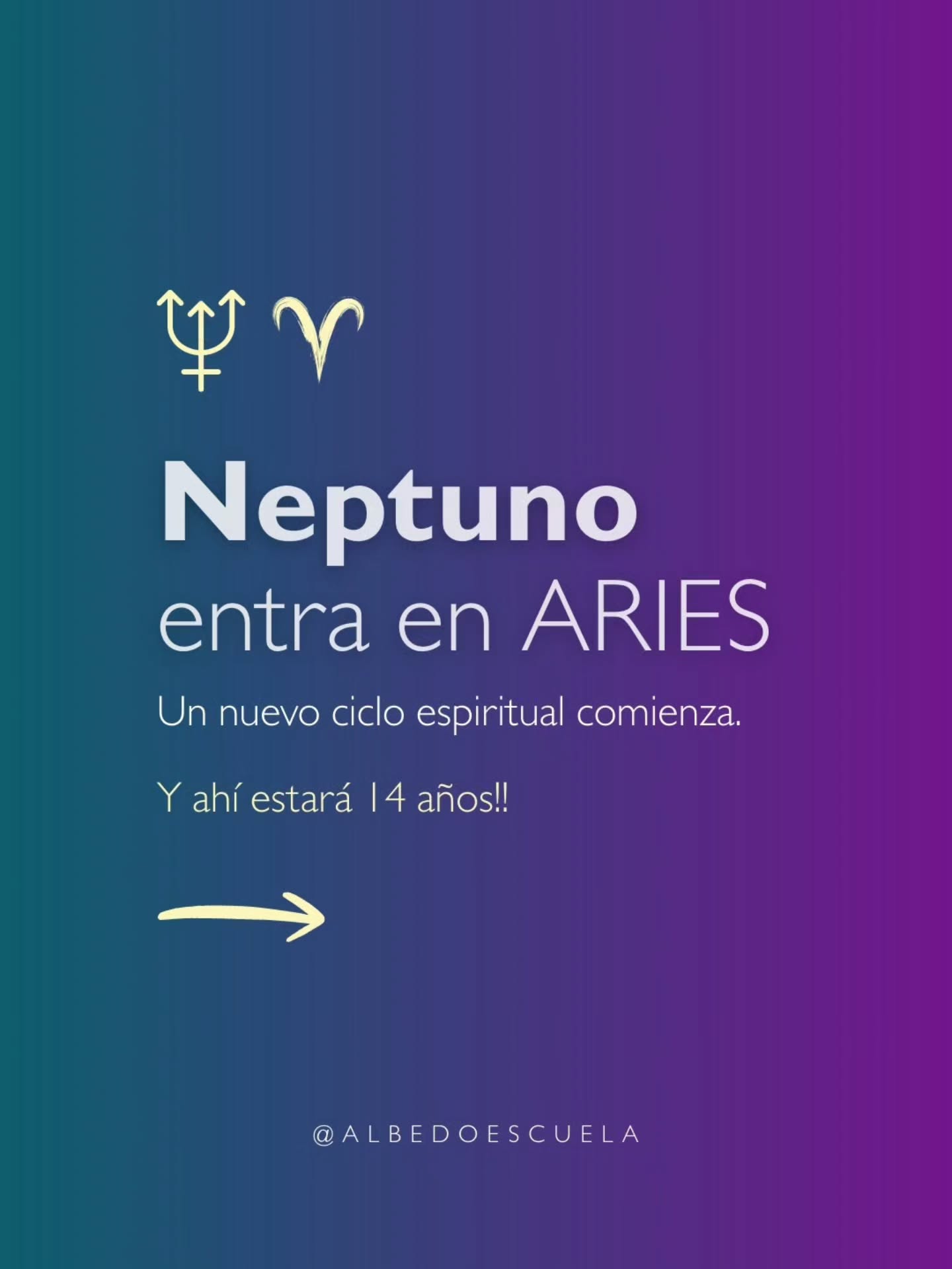 Neptuno entra en Aries y permanecerá ahí por 14 años!
Y la pregunta ya no es qué sueñas,
sino qué estás sosteniendo de verdad.
Este tránsito te pide honestidad y compromiso. Dejar de decir “algún día” a lo que ya sabes que te llama.
Te pide dar un paso pequeño pero coherente.
💬 Cuéntame en los comentarios:
¿qué parte de tu vida te está pidiendo más coraje que fe?
(Te leo 🤍)
.
.
.
#transitosplanetarios #astrology #aries #magic #2026❤️