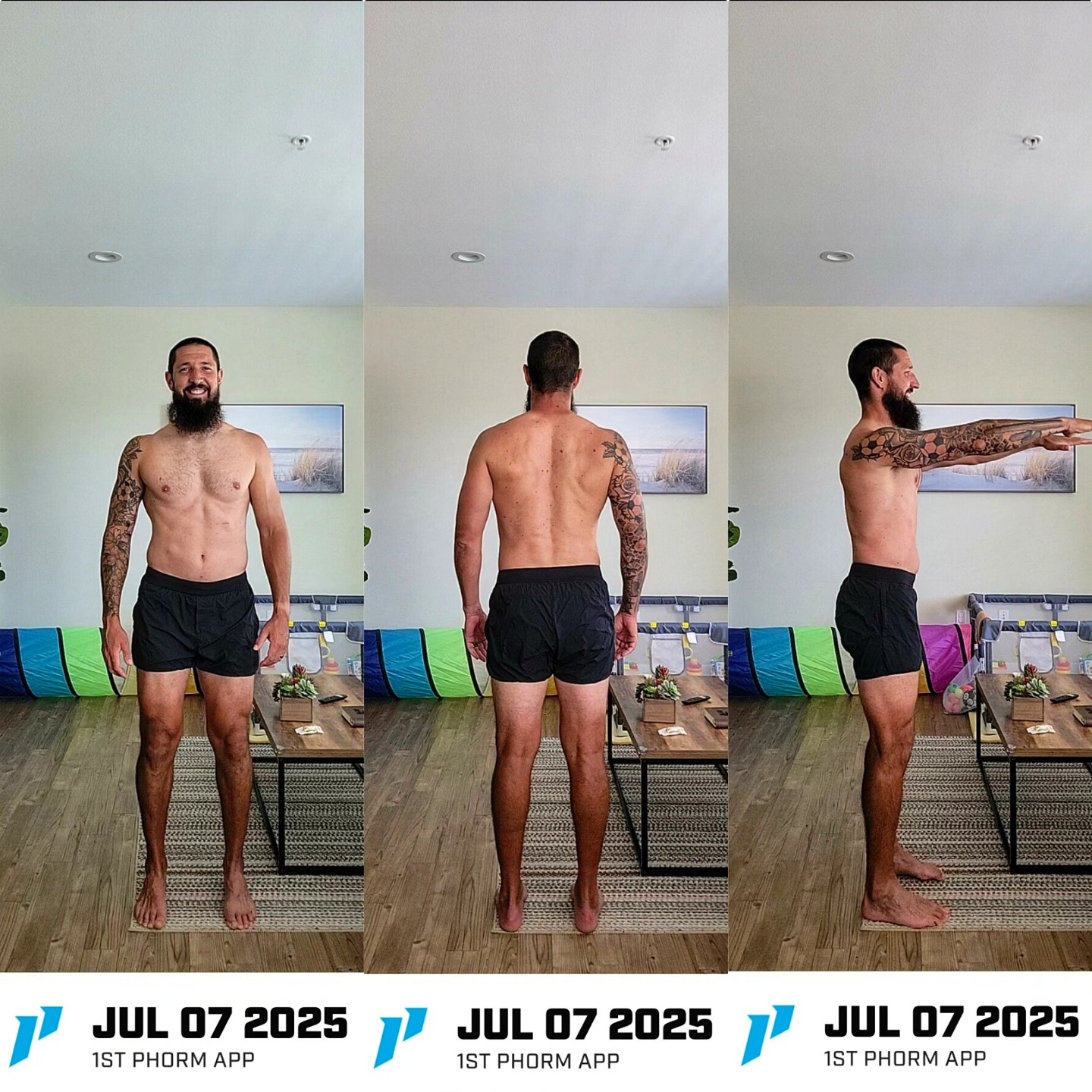 Spent the first half the year bulking.
.
FIIIIINALLY hit 200lbs a few weeks ago (this was a goal of mine for a couple of years...I was 180lbs when I set the target of 200lbs).
.
Currently sitting around 202lbs🙌🏼
.
So now it's time to lean out a little and get the body moving quickly again.
.
I don't know that I have a goal weight...really just want to look more defined and chiseled again, especially in the midsection.
.
So for the next 8 weeks, I'm locked in on:
.
✅Daily movement (combination of strength training, cardio, and family walks)
✅Tracking my food and hitting calorie and protein targets
✅Drinking 80-100oz of water per day
✅Daily consistency with my vitamins and micronutrient supplements
✅Getting as much sleep as I can (lol, counting on Atlas for this one!)
.
For myself.
For my wife.
For Atlas.
And for every single person in my circle.
.
It starts with me...but it's much much bigger than me.
.
.
If you want to join, comment below or shoot me a DM!
.
Walk The Talk.
.
.
.
#WalkTheTalk #KeepGrindin #iam1stphorm #motivation #fitnessmotivation #athletemotivation #athlete #athletic #fitness #californiafitness #irvinefitness #ocfitness #califitness #orangecountyfitness #beard #beardgang #beardedathlete #beardedfitness #weightlossjourney #buildmuscle #growmuscle #musclebuilding #malephysique #malebody #loseweight #fitfam #fitnessfam