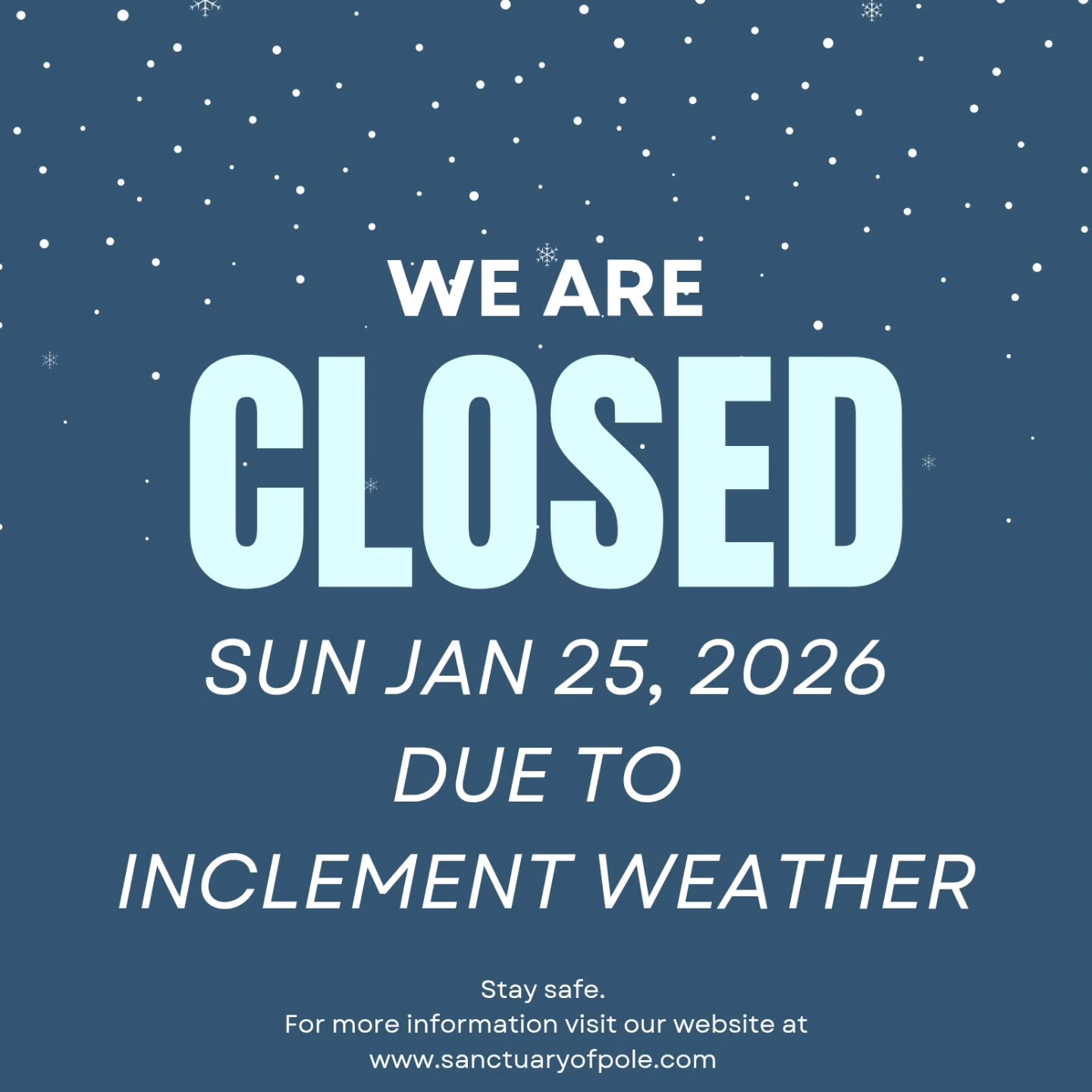 Mother nature decided that we all need a rest date here in Greenville SC. So instead of ice skating ⛸️ your way into the studio, just kick those feet up and enjoy a good cup of coffee ☕️.
We are closed today Sunday January 25, 2026 due to inclement weather