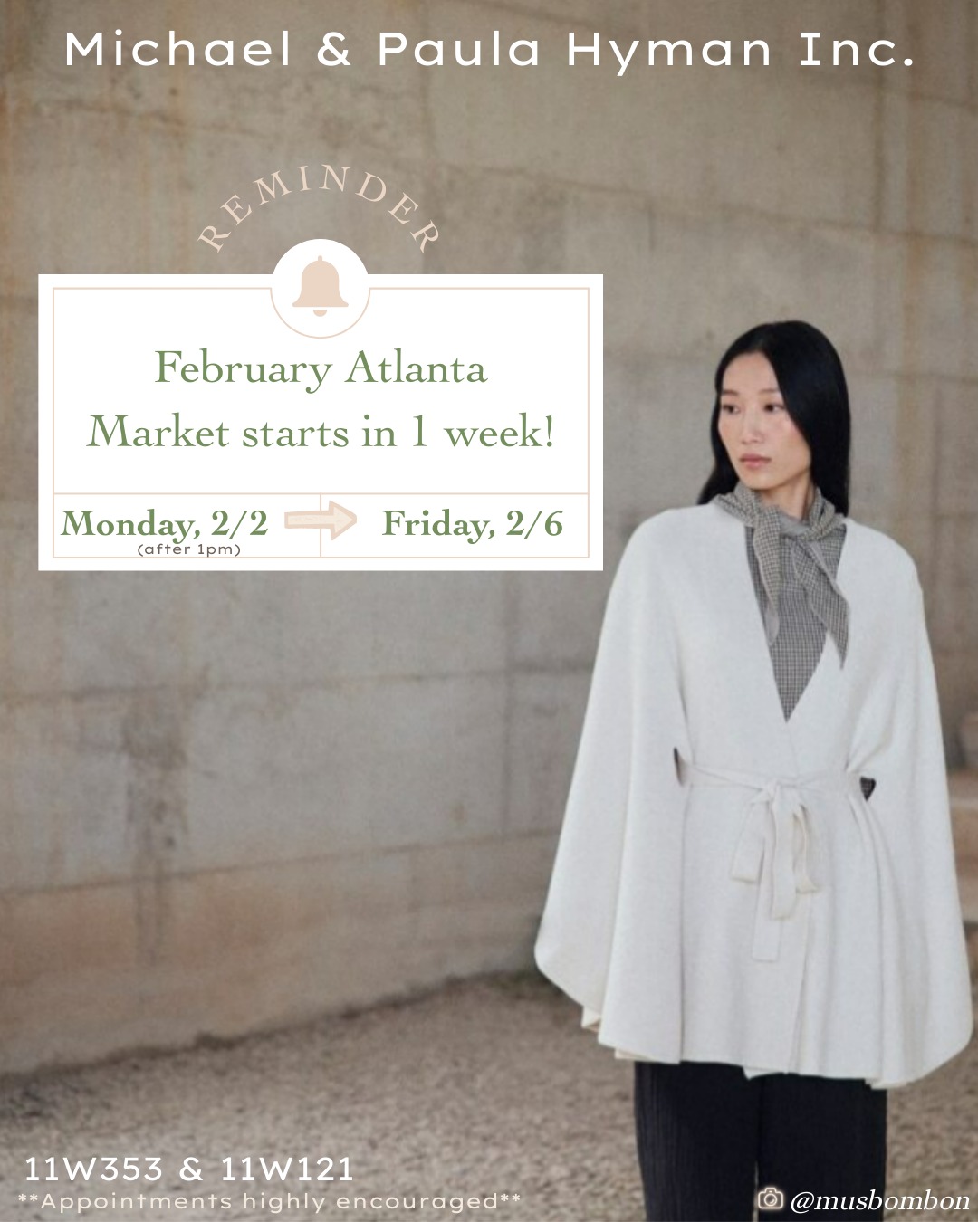 The countdown is officially on!🔔
Have you made your showroom appointments yet for Market? Limited time slots are available so make yours today!❤️
Email us for appt/brand inquiries:
✉Showroom@mphyman.com
(Stay tuned for our GREAT announcement this week!)