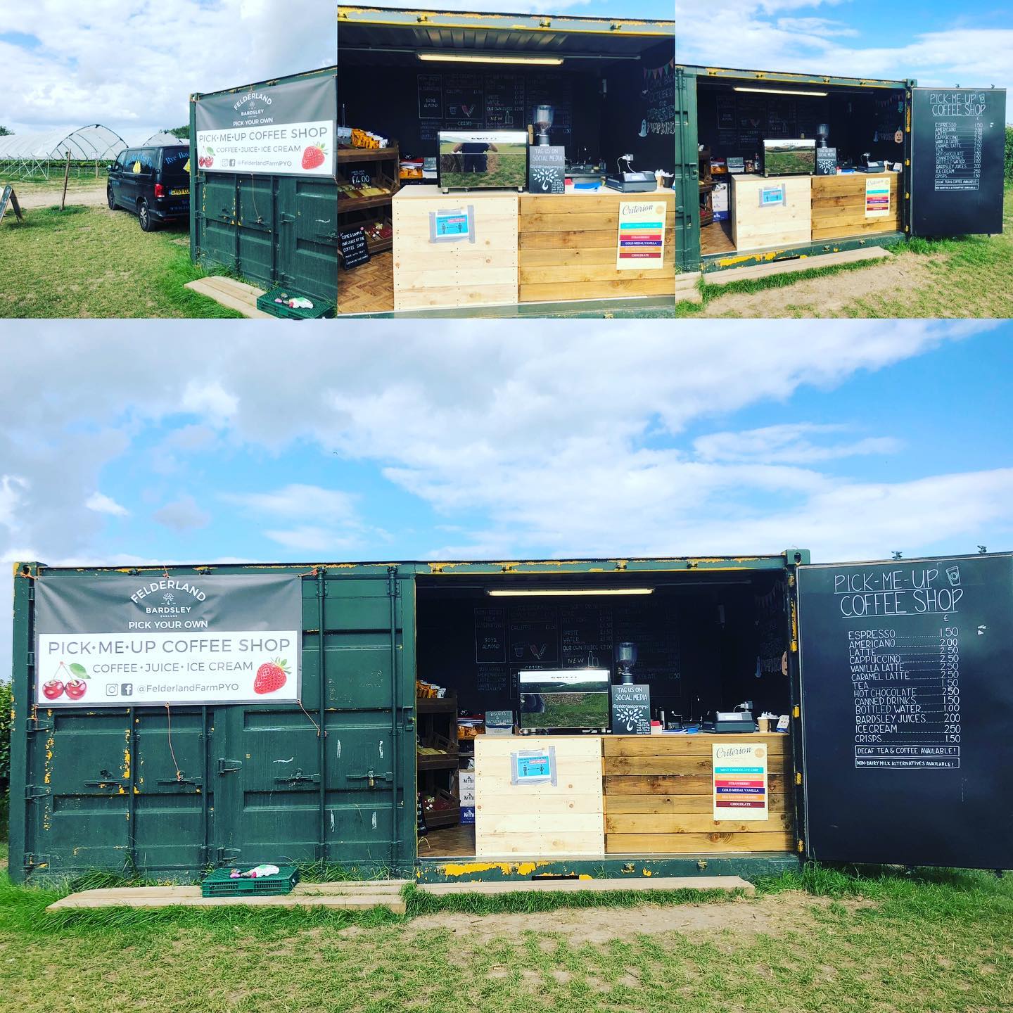Great location and setup for a quality coffee in the fresh air! Lovely view along with lots of quality fresh fruit! Great fun for the family. If you’re in the Sandwich area check it out! #pickyourown #espresso #kent #contiespressomachine #compak #ryebaycoffee