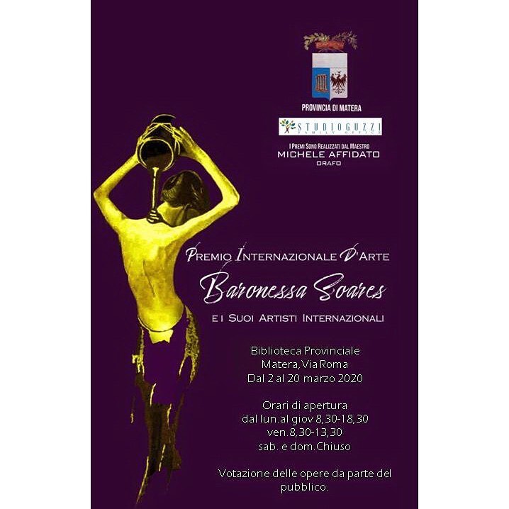 🎨Prossimo evento: Premio Internazionale D’Arte Baronessa Soares - Biblioteca Provinciale, Matera #ubaldobricco #arte #mostra #matera