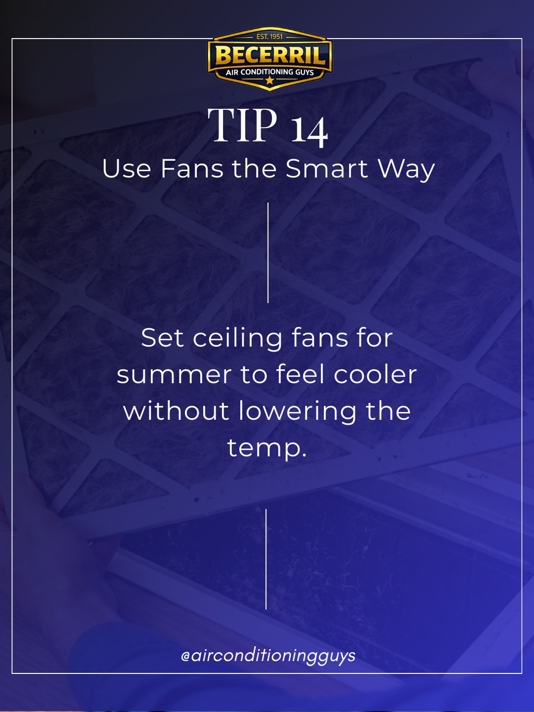 🌀😌 Use fans the smart way! Set ceiling fans for summer to feel cooler without lowering the temp. 🔁 Share this.
#ElCentro #ImperialValley #EnergyTips #Homeowners #Cooling #acguys
