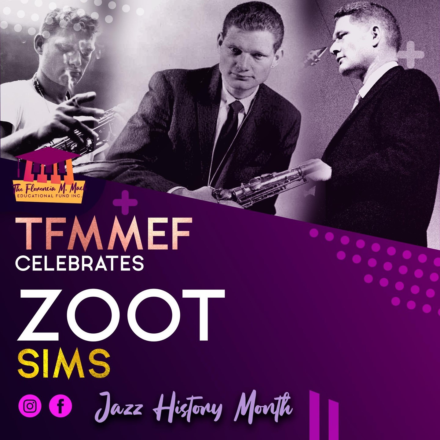 TFMMEF celebrates Zoot Sims, an American Tenor, Soprano and Alto Saxophonist. "I went with Woody Herman and became one of the Four Brothers, with Herbie Steward, Stan Getz and Serge Choloff. I loved that band! We were all young and had the same ideas."
#jazzmusicmonth #musiciansmatter #musicsaveslives #musicmajors #clefclubofphiladelphia #kimmelcenter #estherboyerschoolofmusic #curtisschoolofmusic
