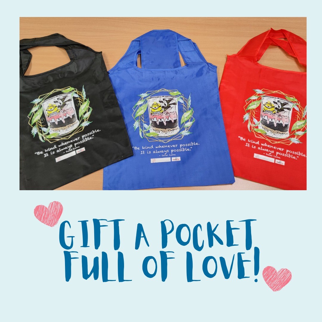 Gift a loved one with a pocket-sized reusable nylon bag that was specially designed and curated with love by our very own RSCS and DEBRA members!
Price: $25 each
(all proceeds will go to supporting RSCS and DEBRA patients)
Bag dimensions: 39cmH x 37cmW
(perfect for grocery shopping!)
To place an order, kindly email rscssingapore@gmail.com.
Stocks are limited, so grab yours today!
@rscssingapore