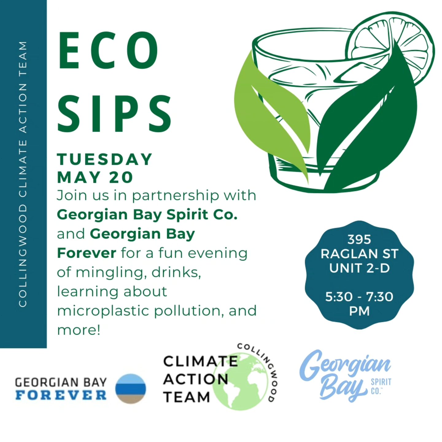 RSVP at the l1nk in our b1o! #ecosips #socialgathering #community #climateconnect #climatetalk #lovewhereyoulive #plasticpollution #microplastics #localdistillery #supportlocal #sustainablebusiness @georgianbayspiritco @gbayforever