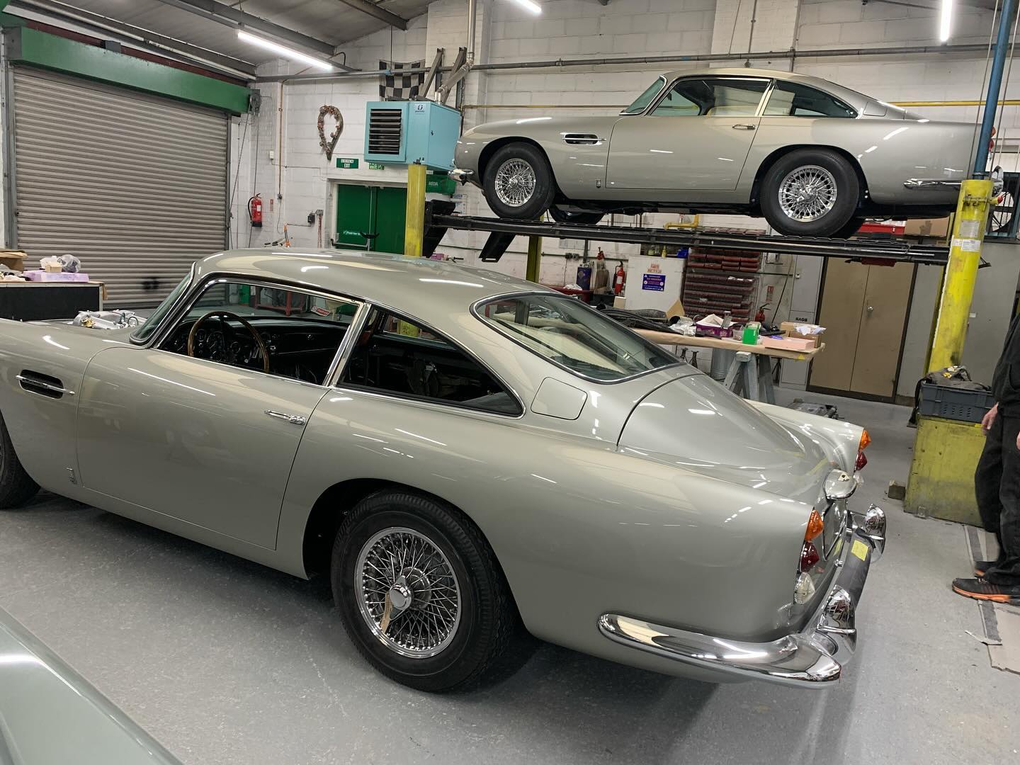Two Silver Birch DB5’s in restoration build #AstonMartin #DB5 #Vantage #SilverBirch