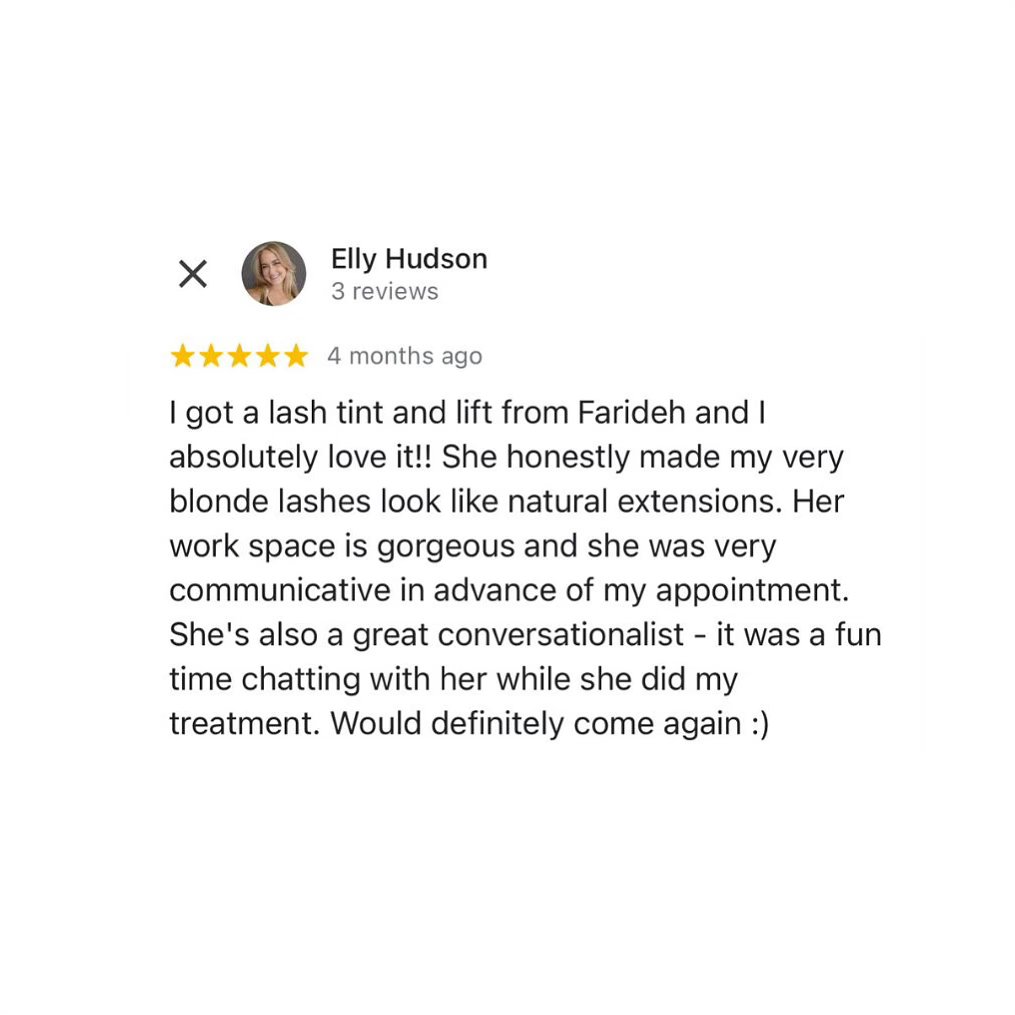 Elly came by the studio for a lash lift and tint treatment, and we are so happy to receive such a positive review!
Thank you to all our amazing clients that have left comments on our google and yelp pages 🤍🙏🏽
#lash #lashlift #lashtint #lashliftandtint #sfbeauty