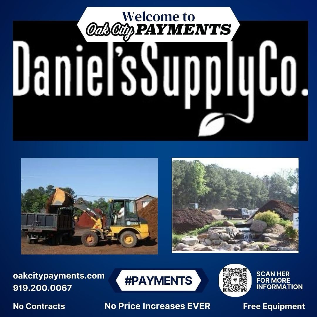 Would love to welcome Daniel’s Supply Company to the Oak City Payments family! Daniel’s supply is a family owned business with locations in Fuquay-Varina and Willow Springs. They provide good quality landscape supplies in bulk, including mulch, stone and straw! And you can even have it delivered! Check them out on Facebook or their website https://www.danielsupply.com to order.