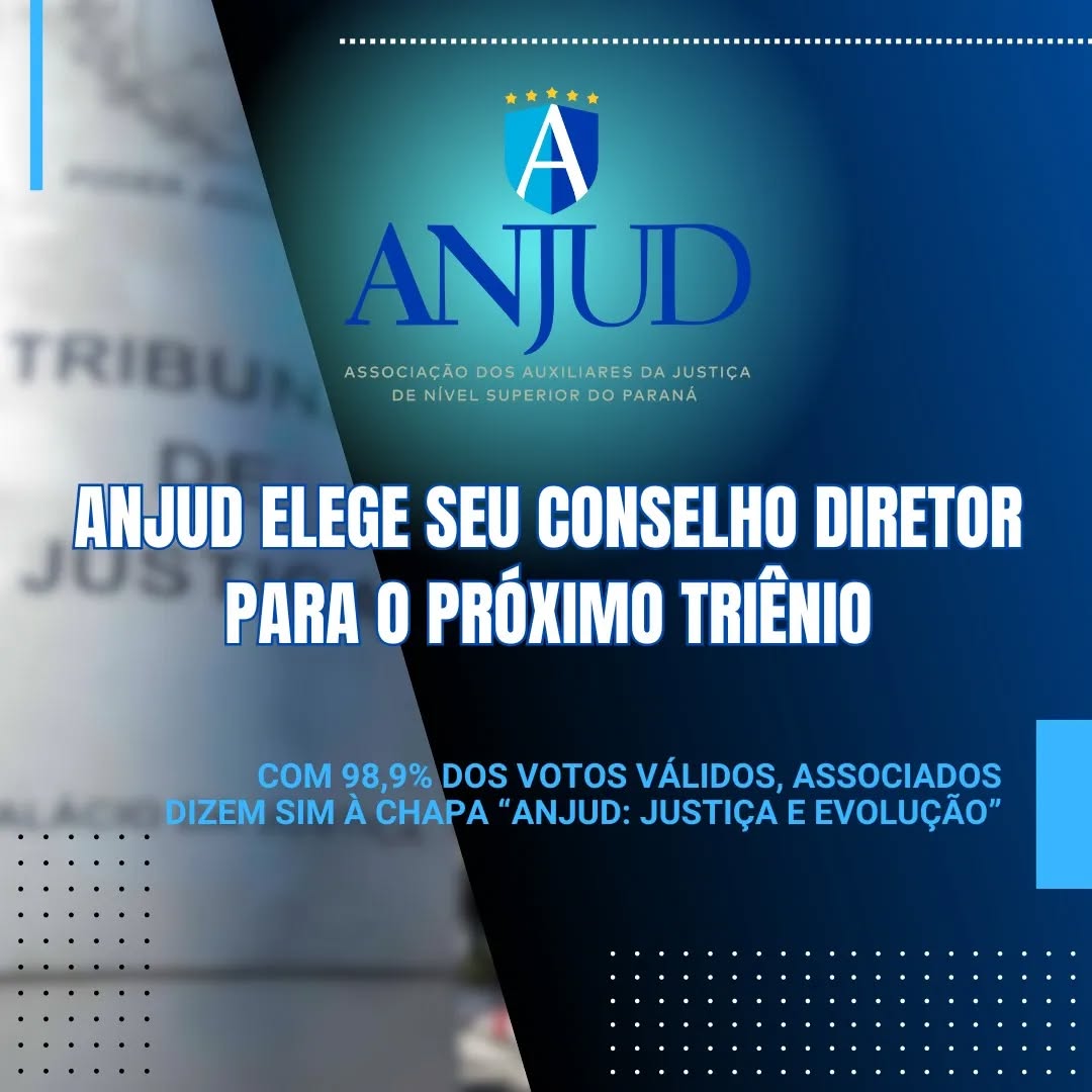 ANJUD ELEGE SEU CONSELHO DIRETOR PARA O PRÓXIMO TRIÊNIO
Na madrugada do dia 23 de julho de 2024, a comissão eleitoral da ANJUD finalizou o período de votação eletrônica para a escolha do novo conselho diretor da associação, além dos integrantes do conselho fiscal e de demais deliberações realizadas no âmbito da Assembleia Geral Ordinária aberta no dia 12 de julho de 2024. A votação contou com a participação de aproximadamente um terço dos associados da ANJUD, que, com 98,9% dos votos, manifestaram apoio à Chapa "Anjud: Justiça e Evolução".
A nova diretoria será encabeçada pelo analista judiciário José Renato Guarnieri Catarin como presidente. O vice-presidente será Emerson Gonçalves, também analista judiciário. Vanessa Dorada Mikoski, assistente social judiciária, ocupará o cargo de secretária, enquanto a psicóloga judiciária Maria José Moreira da Silva será a secretária adjunta. Vitor Soffredi de Campos Veiga, analista judiciário, será o tesoureiro, e Clayton Machado Carstens Júnior, também analista judiciário, seguirá como tesoureiro adjunto. A diretora geral será Patrícia Funabashi Jorge, analista judiciária, e o diretor administrativo será Sérgio Rodrigo de Pádua, analista judiciário.
Em uma declaração após o resultado, o presidente eleito, José Renato Catarin, expressou sua satisfação e entusiasmo pela confiança depositada pelos associados na nova diretoria. "Agradeço imensamente a votação e a confiança dos associados. Nossa gestão dará continuidade ao excelente trabalho realizado pela gestão atual, capitaneada pelo atual presidente Sérgio Rodrigo de Pádua. No entanto, estamos cientes dos desafios que os servidores auxiliares da justiça de nível superior têm enfrentado no TJPR, como o achatamento salarial, o desmantelamento de suas atribuições e prerrogativas funcionais, a precarização do serviço com terceirizações e a ausência de concurso público para recomposição do quadro. Além disso, enfrentamos a falta de melhores condições de trabalho para as equipes técnicas e a dificuldade dos associados em se movimentarem na carreira e ocuparem espaços estratégicos no assessoramento de magistrados e na gestão das unidades judiciárias."
Continua nos comentários