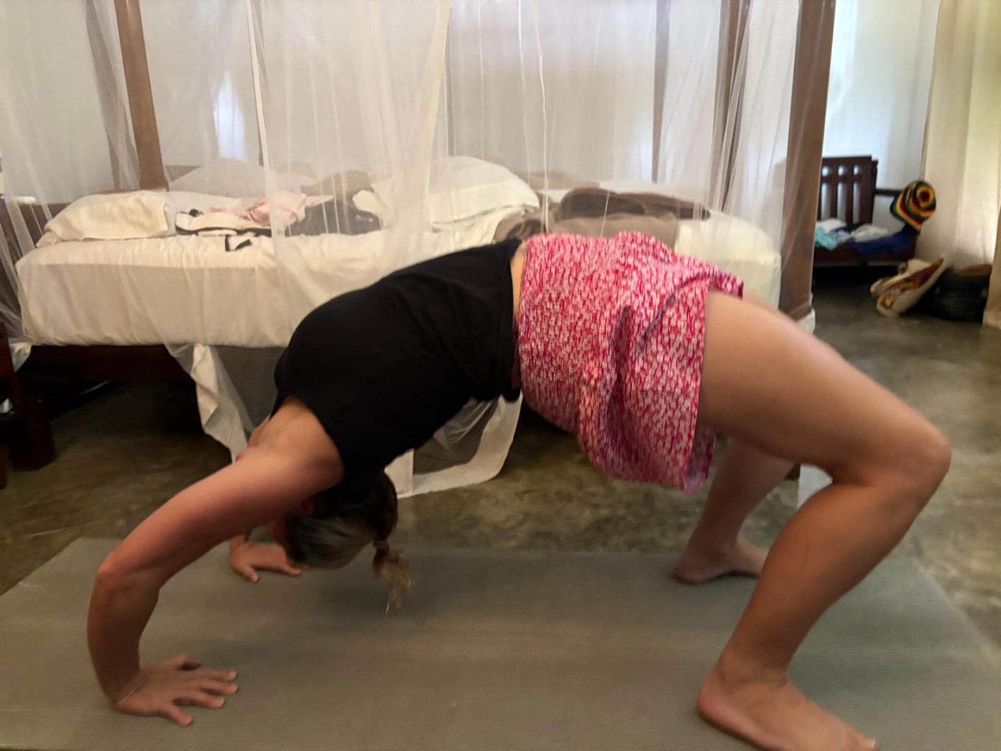 Small bit of progress every time I try the wheel. I couldn't even lift my body off the ground a year ago.