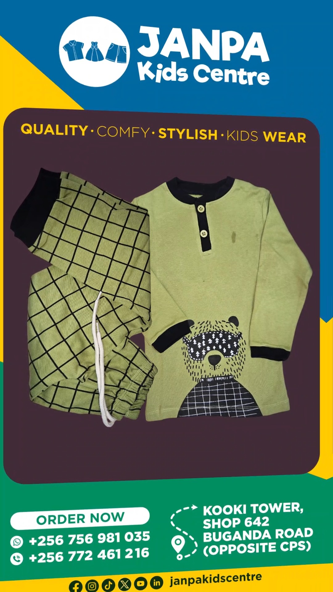 From playtime to bedtime —great fabric, great fit, and long-lasting comfort — the perfect pyjamas for your child.!
For orders, Call/WhatsApp us +256 756 981 035
#janpakidscentre
#pyjamas
#kidspyjamas
#kidswear
#childrenswear
#clothingforkidsandbabies