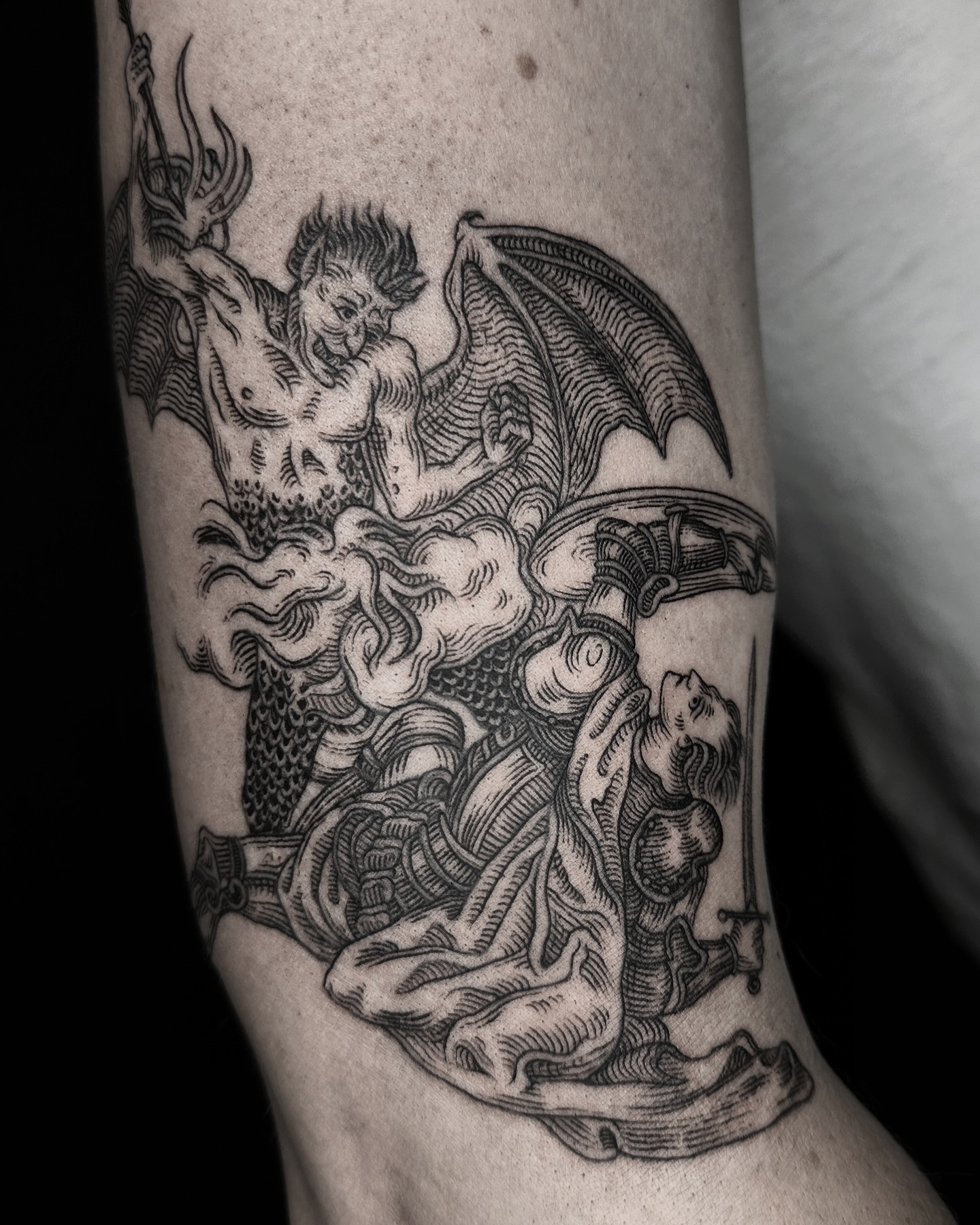 • Overcoming Apollyon •
Details on a sleeve project, thanks for trusting the process Nate!
Inked @embersteel_studio