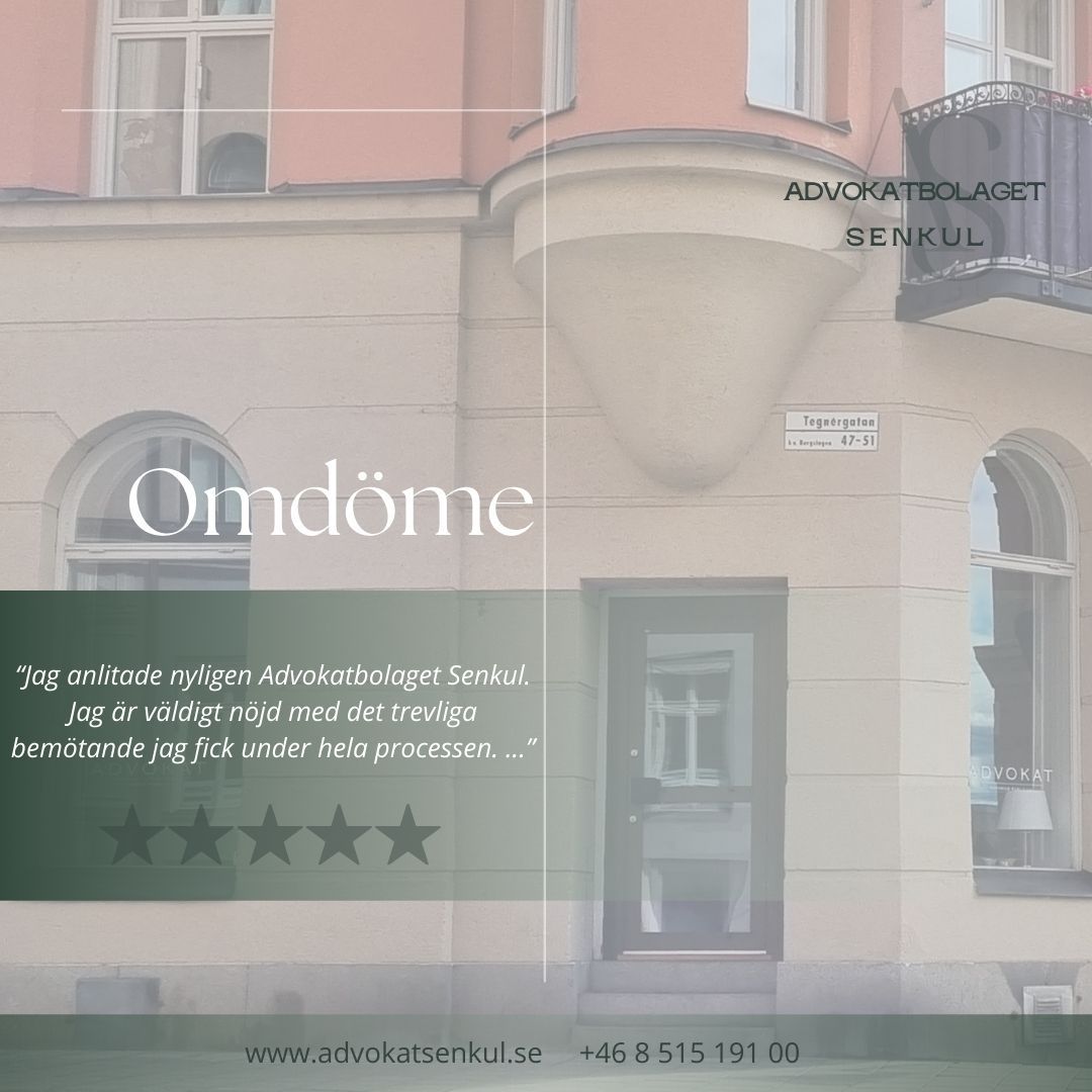 "Jag anlitade nyligen Advokatbolaget Senkul. Jag är väldigt nöjd med det trevliga bemötande jag fick under hela processen. ..."