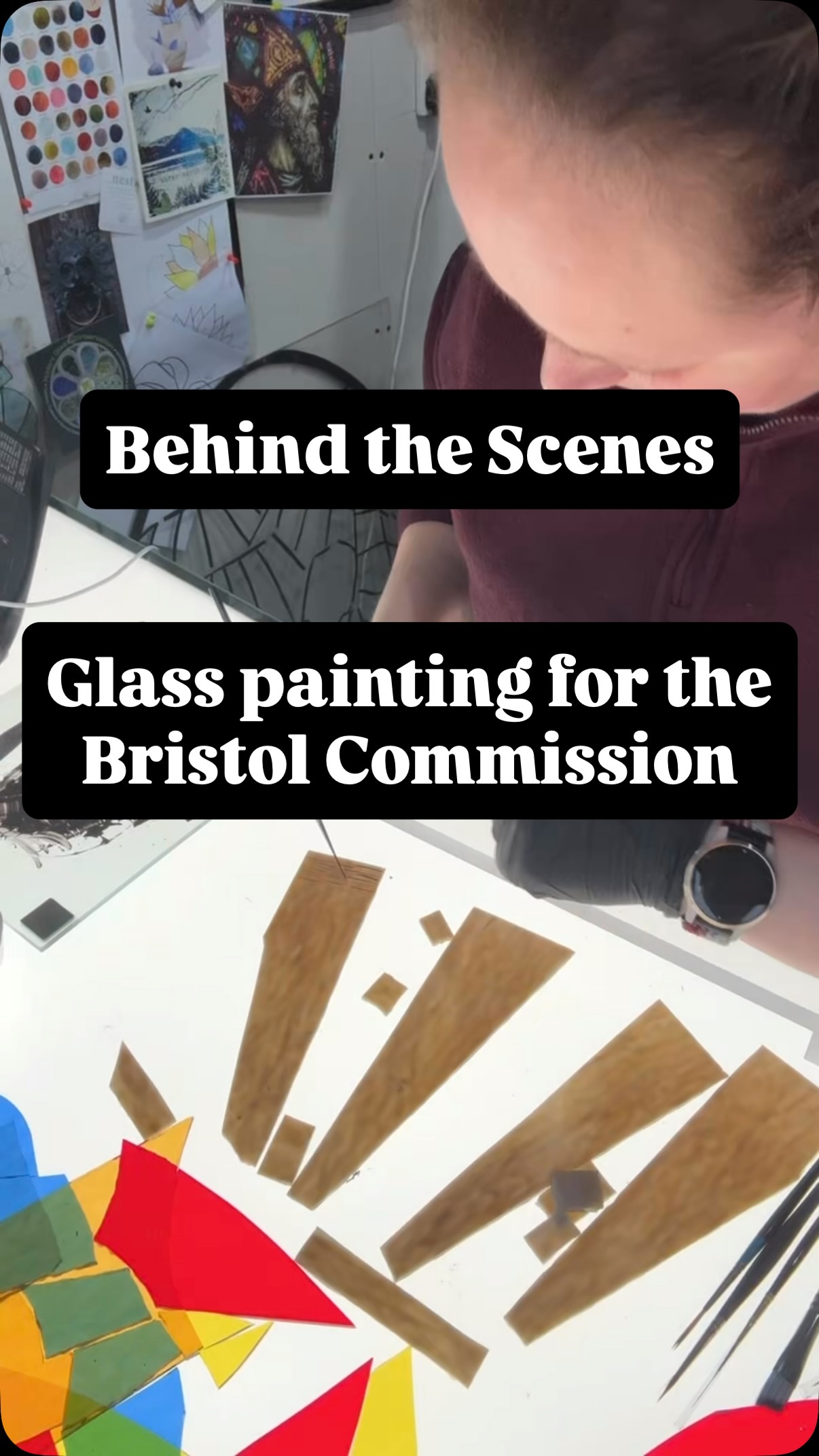 So pleased to be back in the workshop, making up for lost time after 10 days out poorly #Flu 🤒
I had originally only planned a small amount of glass painting on this project for detail on the Cliftonwood houses, leaving the balloons and landscape very bright and bold….. however, as it’s come together, I think I got a bit over giddy and decided to better balance the piece so there were aspects of painting in all 5 panels, and to add more realism, I’d add some shading and some teensy tiny brickwork to the suspension bridge itself 🤣🤷♀️ painting on glass is very different to painting on canvas, as you are ‘painting with light’ rather than the paint itself, manipulating, blocking and creating areas where light shines through (or doesn’t) to create the beautiful effects…..
So here we are, what turned into a 5 hours painting marathon, and nervously anticipating what will appear when I open the kiln this morning!!! I’m pretty new to glass painting and still have so much to learn, but was happy with what went in🤞 just really need to consider how much time and effort goes into this aspect of creating windows when I provide the quote for a commission! 🫣🤷♀️ this one will just have to be chalked up as just for the love of my home town! 🤣🫶
#stainedglassartist #StainedGlass #Landscape #GlassArt #Bespoke #Commission #GlassPainting #LeadedLight #StainedGlassWindow #Glazed #StainedGlassDoor #Bristol #BalloonFiesta ##AvonGorge #MakeItAtMarket #Dreambig #SmallBusiness #Create #Design #Heritage #HeritageCraft #Rheushe
@edenvalleyartisticnetwork @contemporaryglasssociety @make_it_at_market @cumbriacreativecollective @cumbrialifemag @rheged_centre @hare_hill_barn @gatherennerdale @the_makers_mill @thehappyherdwick @arts_cumbria