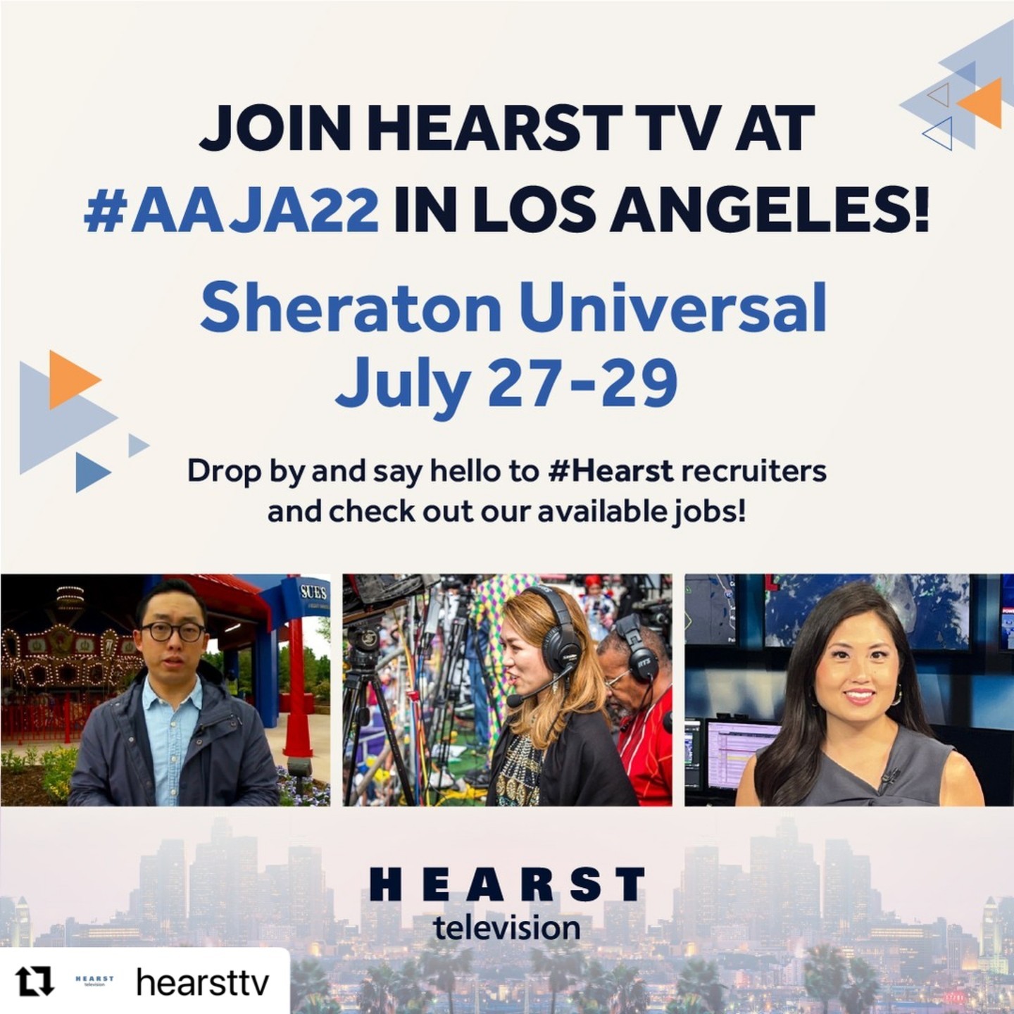 Are you attending #AAJA? Come Join #Hearst TV in Los Angeles for the Asian American #Journalists Association conference. Our recruiters will be there - we are #hiringnow! Link to jobs in my bio.
#news #journalismjobs #journalsim #openjobs #diversity #diversityandinclusion #tvjobs #asianamerican #jobs #aaja22
#Repost @hearsttv