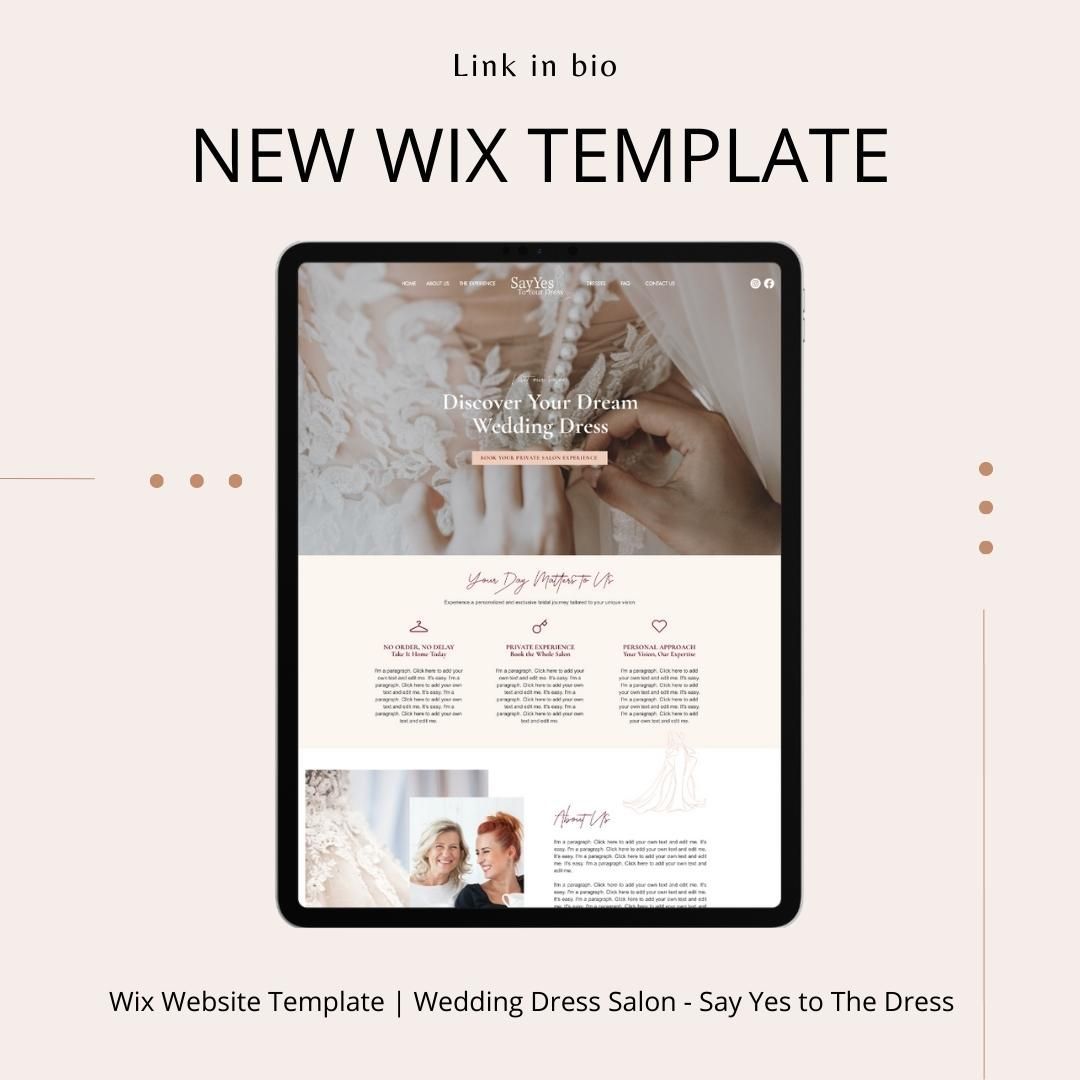 🎉 Exciting News! 🎉
Introducing our brand new Wix Template for Wedding Dress Website Salon! 👰💍 Fall in love with the elegance and ease of customization this template offers. 💕 Create your dream bridal empire with stunning designs and showcase the latest wedding dress trends effortlessly. 🌸👗 Check it out now: Link in BIO
#WixTemplate #WeddingDressSalon #SayYesToTheDress #WeddingWebsite #BridalEmpire #WeddingDressInspo #WixWebsite #BridalSalon #WixWebsiteTemplate