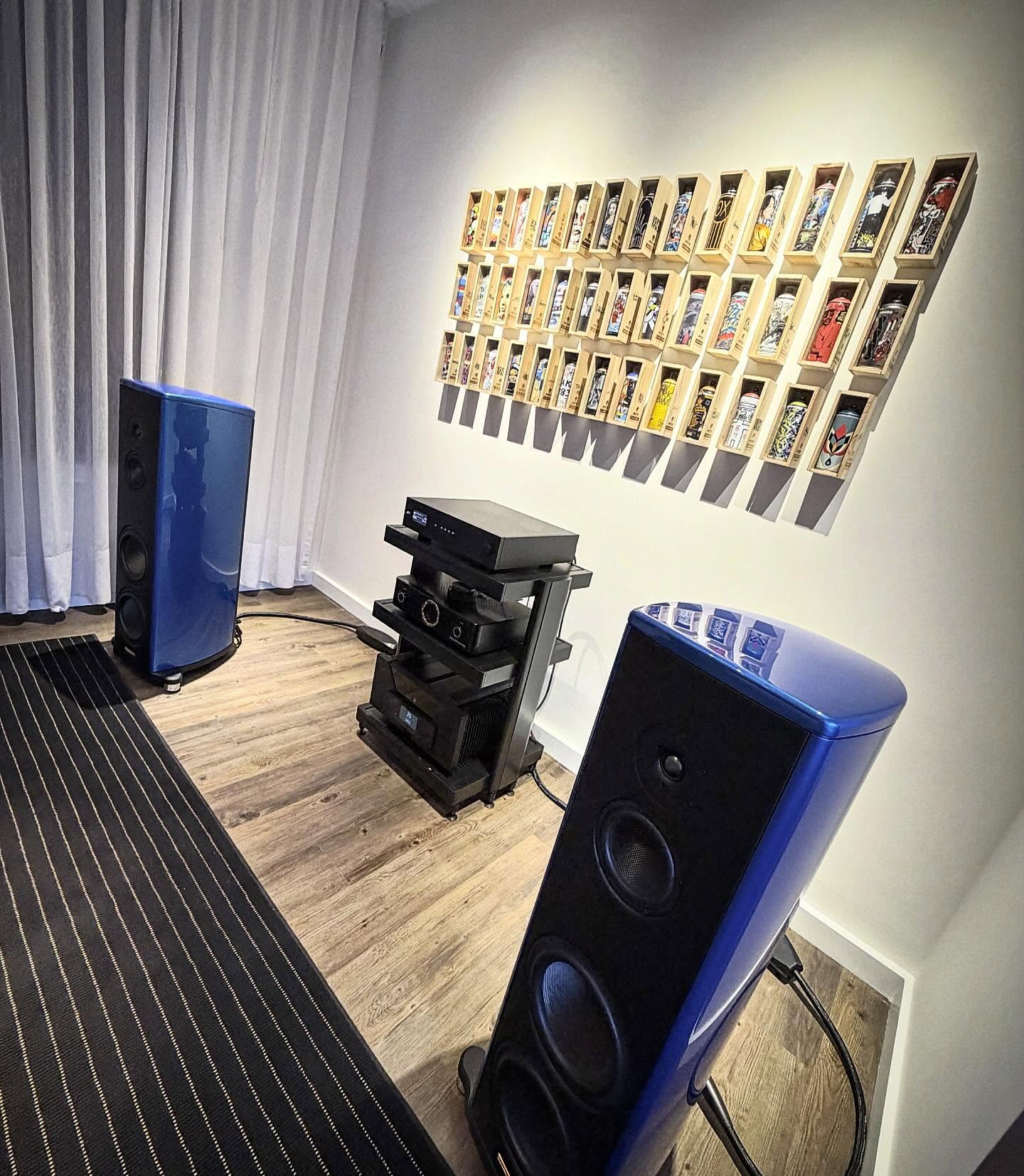 Magico S3 now playing in our lifestyle room. The racer blue color looks so amazing. #nychifi #ahtluxuryaudio