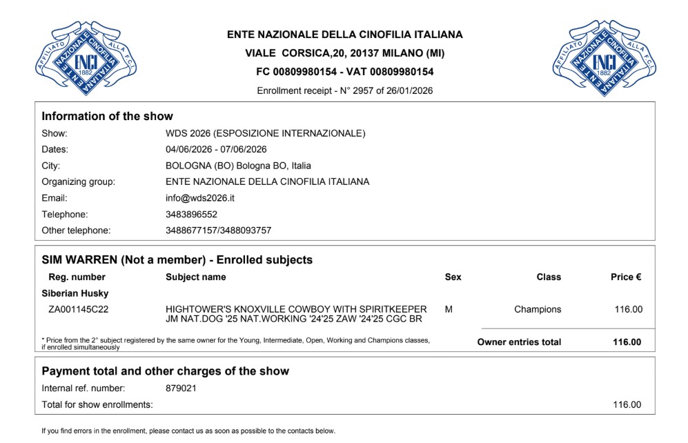 It's feeling real!!
Buongiorno Italy!!
Hotel booked! ✔️
Entries to WDS & Club Shows done!!! ✔️