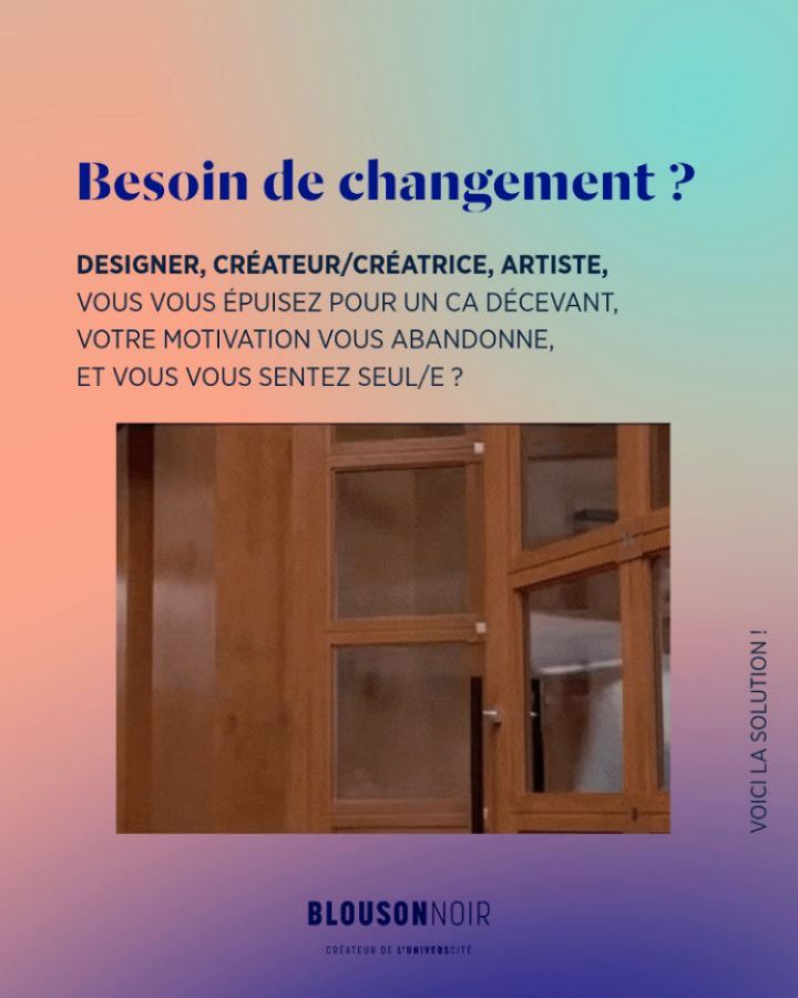 Depuis 2022, la formation L’UNIVERSCITÉ a évolué en continu sur le fond et la forme.
L’UNIVERSCITÉ, c’est le programme complet pour développer votre CA et structurer votre activité d'artiste-auteur/e en adéquation avec vos projets et vos objectifs.
En 2025, j’ai intégré à la formation les ateliers collectifs de travail (très appréciés des participants/es) : des groupes d’échange en petit comité.
Parce que :
✨️ les prises de conscience se font en miroir en écoutant les autres
✨️ nous nous sentons moins seul/e quand nous partageons nos problématiques communes
✨️ nous avançons plus vite en demandant un avis
✨️ nous aimons comprendre comment chacun/e s’y prend dans son activité
L’UNIVERSCITÉ : Formule 2026, c’est parti ! 🎉
🤓 Plus flexible : La formation peut être suivie en direct et/ou en replay
🤩 Plus immersive : Avec 8 ateliers de travail en petit groupe (au lieu de 4)
🚀 Plus actionnable : Le programme est réparti sur 4 mois (au lieu de 2) pour vous aider à vous mettre en action plus facilement pendant l’accompagnement
Donc :
🤯 Si vous n’avez pas les résultats attendus malgré vos efforts
🤪 Si vous rencontrez des difficultés à cadrer vos clients/es qui grappillent toujours plus de votre temps et de votre énergie, au détriment de la rentabilité
😱 Si vous en avez assez de devoir rechercher toujours plus de clients/es
😬 Si vous avez besoin d’un plan d’action
😑 Si vous vous sentez perdu/e, désorganisé/e, démotivé/e
Bref…
Si vous souhaitez être accompagné/e pour :
• structurer votre activité de designer ou d’artiste,
• développer votre Chiffre d’Affaires,
• améliorer la rentabilité de votre entreprise,
• et dépasser les blocages qui vous limitent…
Découvrez le programme complet de l’accompagnement L’UNIVERSCITÉ sur le site (lien en bio).
• Accompagnement pris en charge à 100% par l’AFDAS (sous conditions)
• Prochaines sessions : Mars/Juillet et Septembre/Décembre 2026
Pour en savoir plus :
📞 Réservez un rendez-vous découverte (lien en bio)
💬 Ou envoyez-moi un MP 😁
BLOUSON NOIR est un organisme de formation certifié Qualiopi qui accompagne les métiers de la création à développer leur activité d’entrepreneurs/es créatifs/ves.