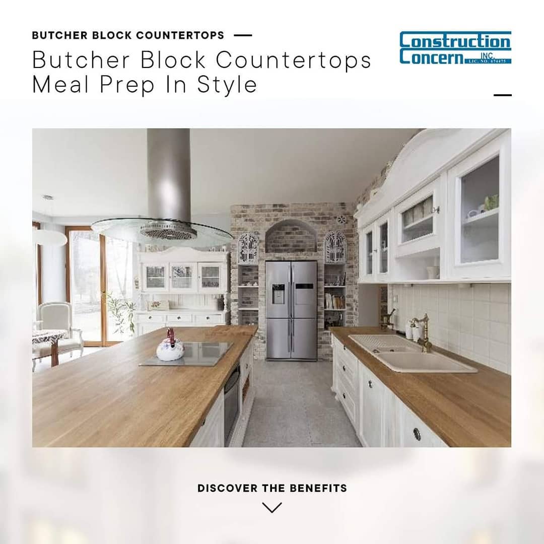 #ProtipTuesday is here! We love a good butcherblock (or wood) countertop for so many reasons! They are one of the most affordable options, when sealed they are water resistant, they have unique patterns, and they're easy to repair if required. Contact us today at 800-479-1001 to learn more about all the options so we can help you make the right choice for your kitchen remodel.
🏠
.
.
.
#constructionconcern #construction #home #homeimprovement #energy #kitchenremodel #dreamkitchen #HAC #energyefficiency #energyefficient #windows #door #siding #roofingl #homedepot #sears #lowes #paint #solarpanels #roomaddition #socal #lacounty #kerncounty #conejocounty #orangecounty #sanfernandovalley #santaclaritavalley #sanbernardinocounty #venturacounty