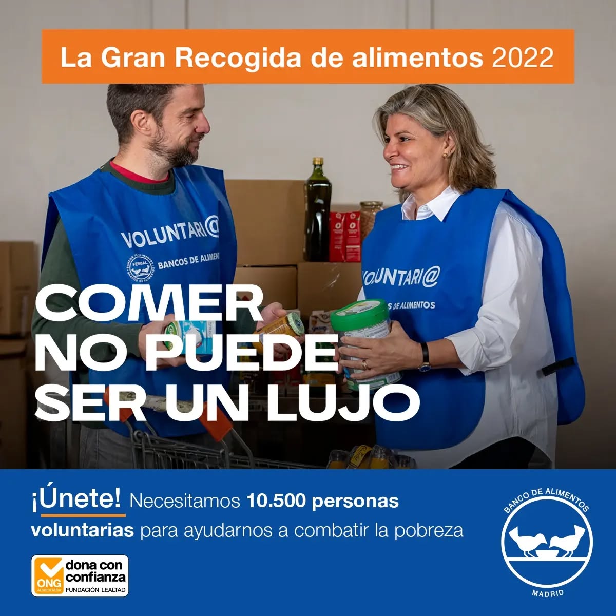Llega la Gran recogida de Banco de Alimentos @bamadrid_org
Apúntate el finde del 25 de noviembre como voluntario, necesitan toda la ayuda que podamos ofrecerles para el increíble trabajo que hacen, ¡únete!
#granrecogida2022 #bancodealimentos #voluntariado #voluntarios