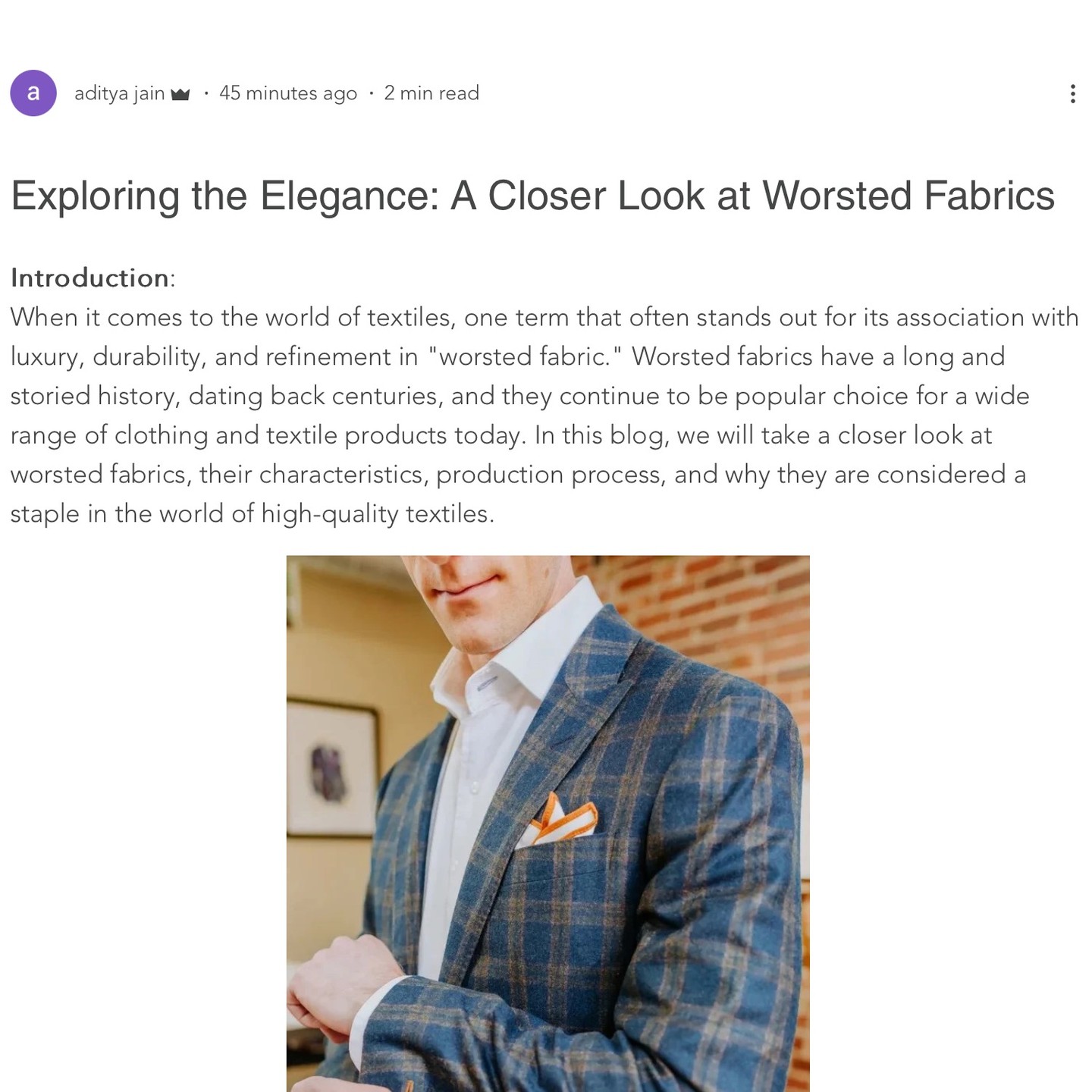 "Choosing worsted fabric is not just about timeless elegance; it's a sustainable choice. Worsted wool is produced with an eco-conscious approach, using fewer resources and lasting longer. #SustainableStyle #WorstedWonders 🌱👗" https://www.jainsongroup.com/post/exploring-the-elegance-a-closer-look-at-worsted-fabrics