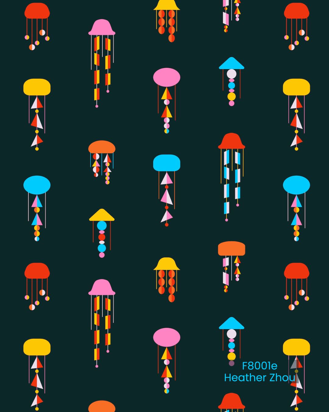 Jellyfish pattern in more color 🖤 🪼 🖤
.
#patterndesign #surfacedesign #creativedesigner #textiledesign #wallpaperdesign