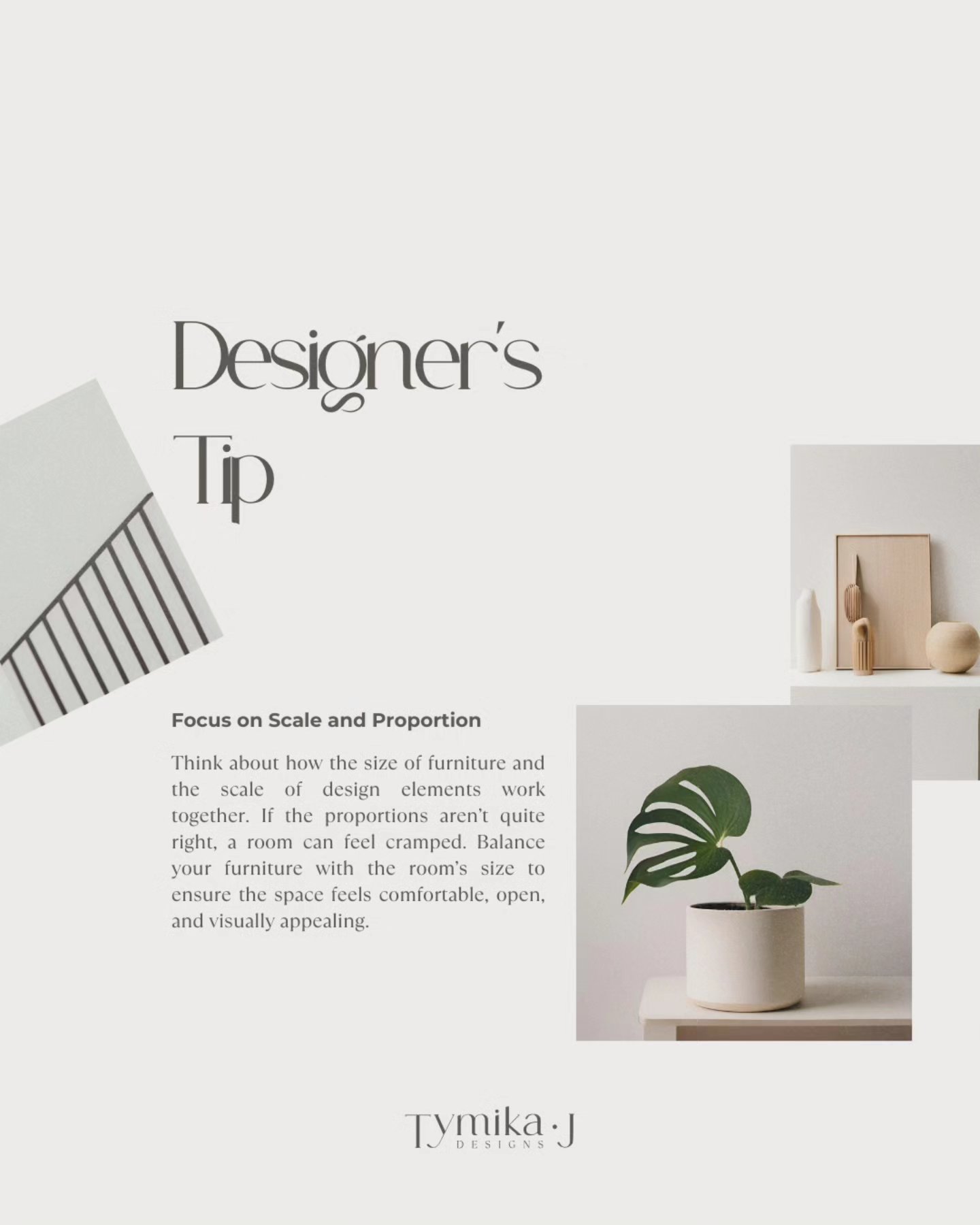 Designers Tip!
Proportion and Scale
Think about how the size of furniture and the scale of design elements work together. If the proportions aren’t quite right, a room can feel cramped. Balance your furniture with the room’s size to ensure the space feels comfortable, open, and visually appealing.
#interiordesigninspo #interiordesign #interiordesigner #designstudio #interiorstudio #designertips