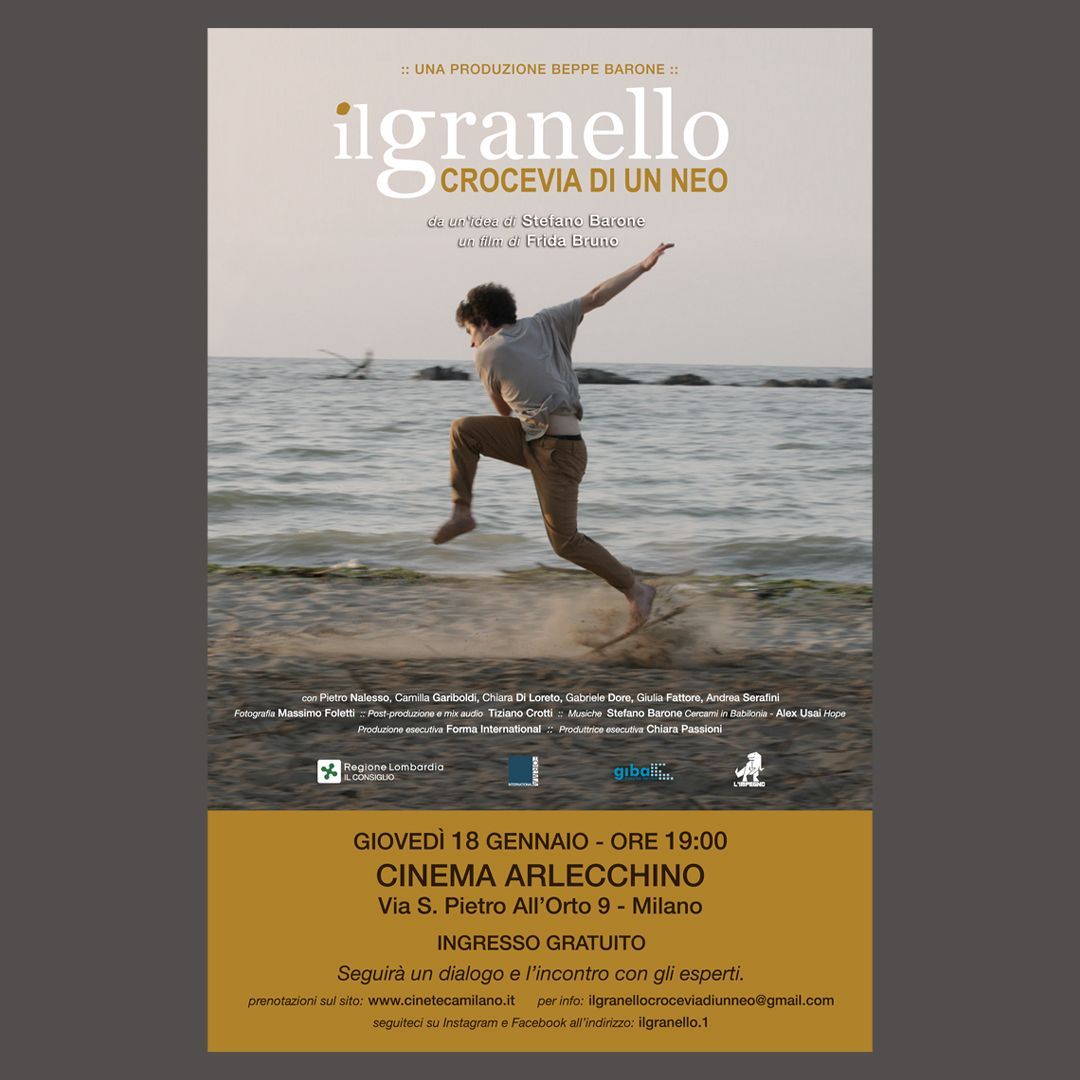 "Il granello. Crocevia di un neo"
da un'idea di Stefano Barone - Un film di Frida Bruno
18 gennaio ore 19.00 Cinema Arlecchino, Milano - Seguirà un dialogo e l'incontro con gli esperti
Ingresso gratuito