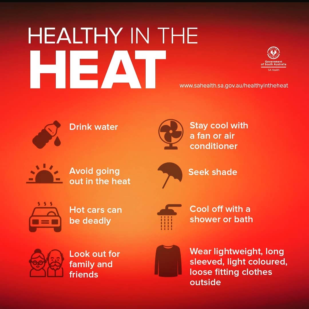 #Heatwaves have caused more deaths in Australia than any other natural hazard.
#Follow the steps above and stay healthy and safe in the heat.
#Courtesy: BetterCare Direct
authorizedbythegovernmentofsouthaustralia.