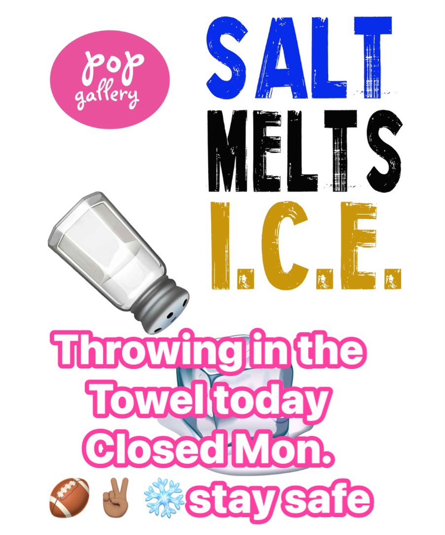 On second thought… it’s already lookin’ pretty blustery out there ❄️”Sea “ You Tuesday after the plows do their thing … #snowday #gopats🏈 #closedfornow #popgallerygloucester #closed